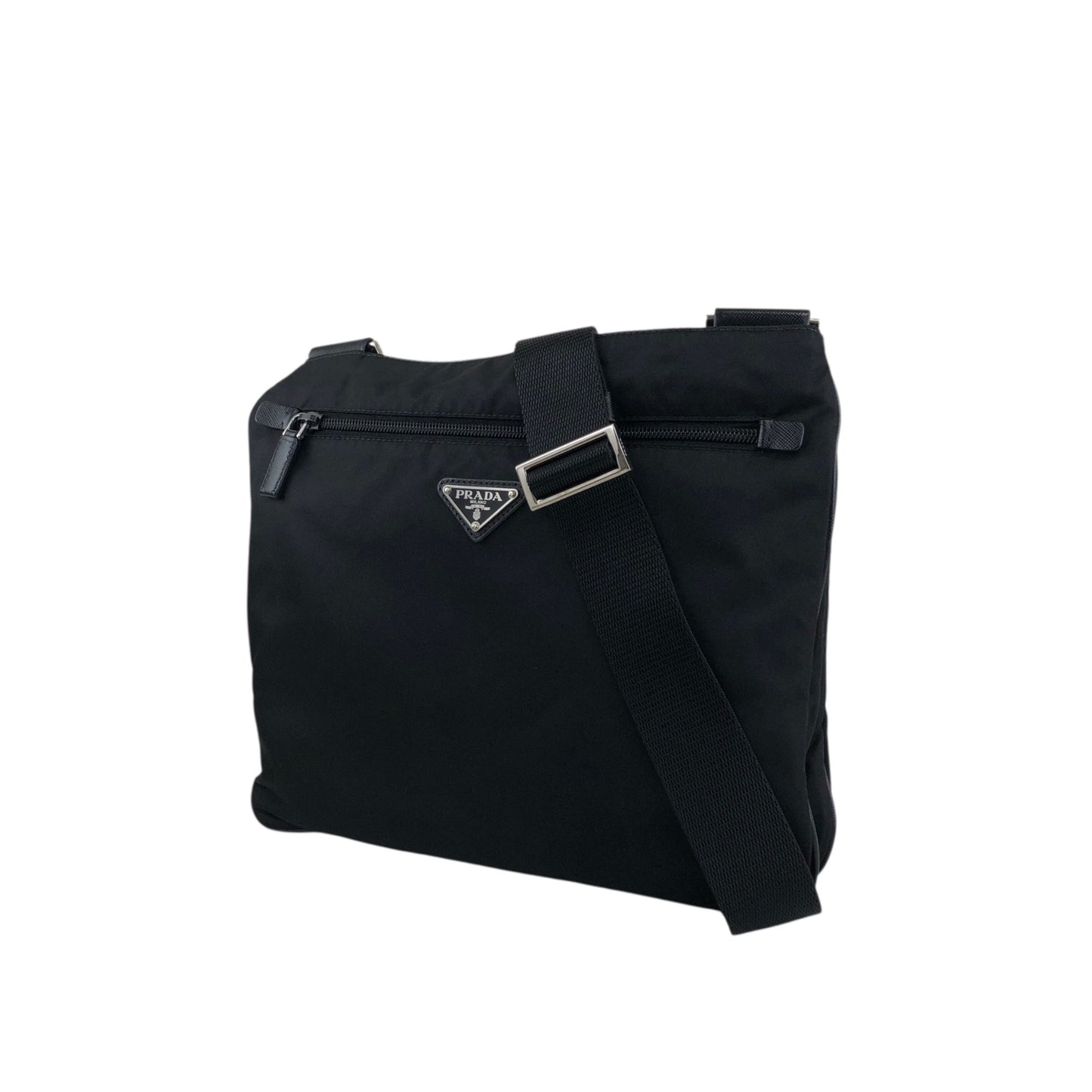 PRADA Tessuto Triangle Logo Shoulder bag Black Vintage jvmtz8