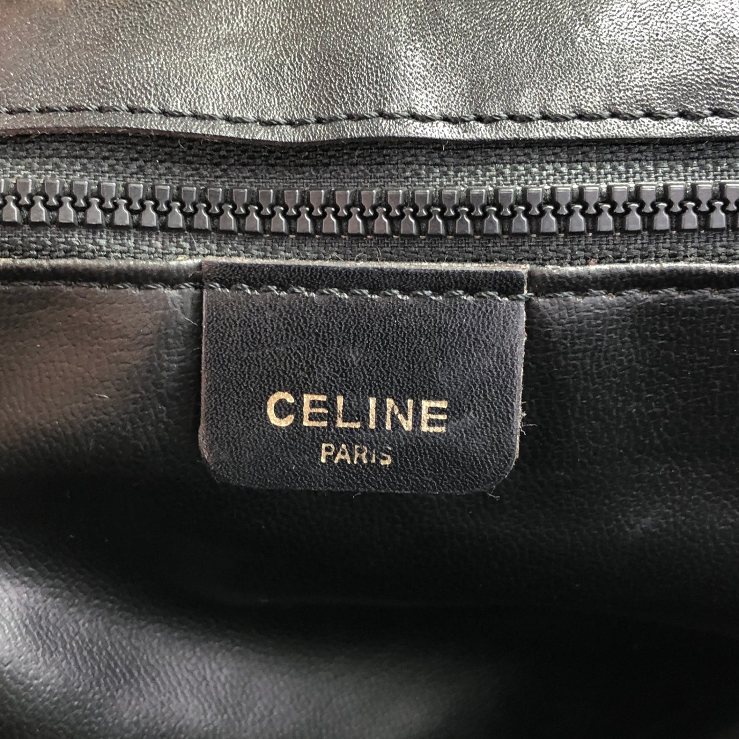 CELINE Emblem Chain Shoulder bag Black Vintage 3nk43u
