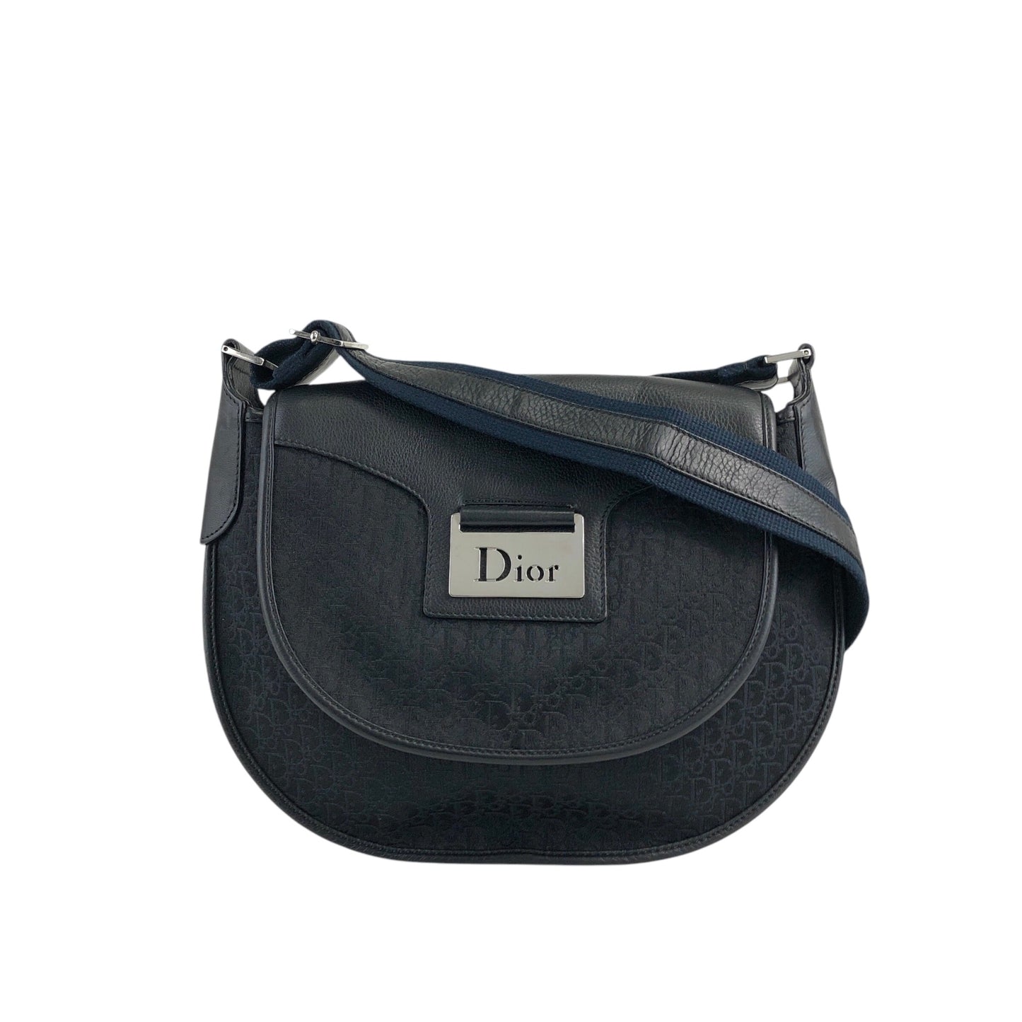 Christian Dior Logo Street Chic Round Shoulder bag Black Vintage 2uh3b5