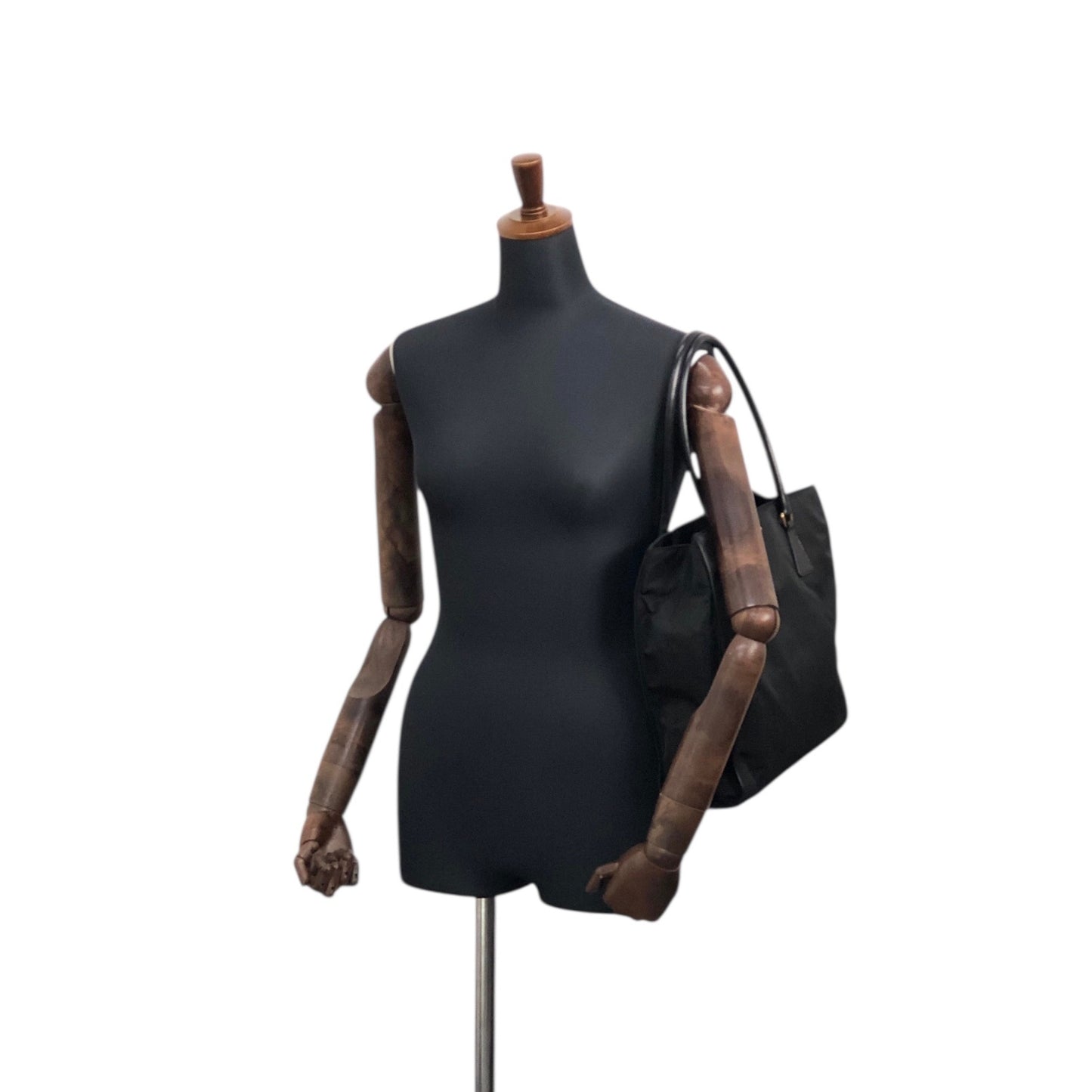 PRADA Tessuto Triangle Logo Totebag Black Vintage hp25fh