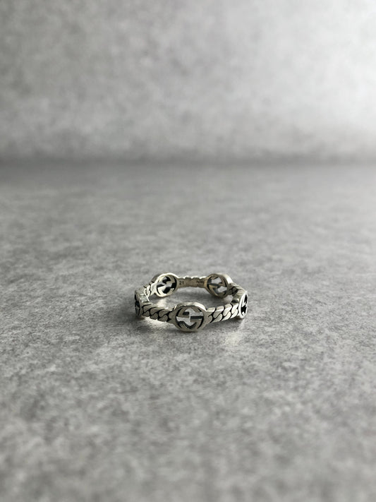 GUCCI Interlocking SILVER925 Ring Silver Vintage 3fubvp