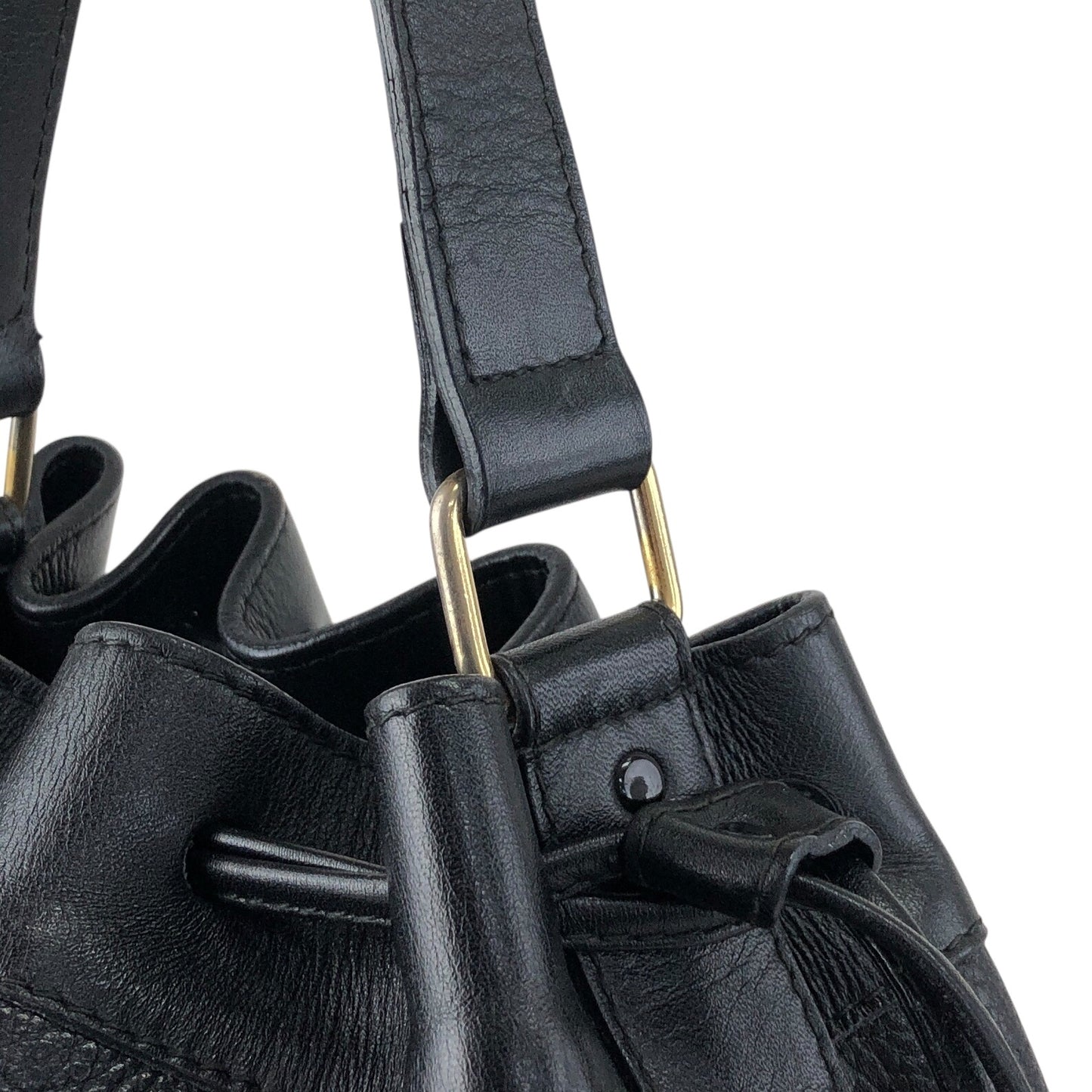 CELINE Blason Drawstring Shoulder bag Black Vintage rzrkng