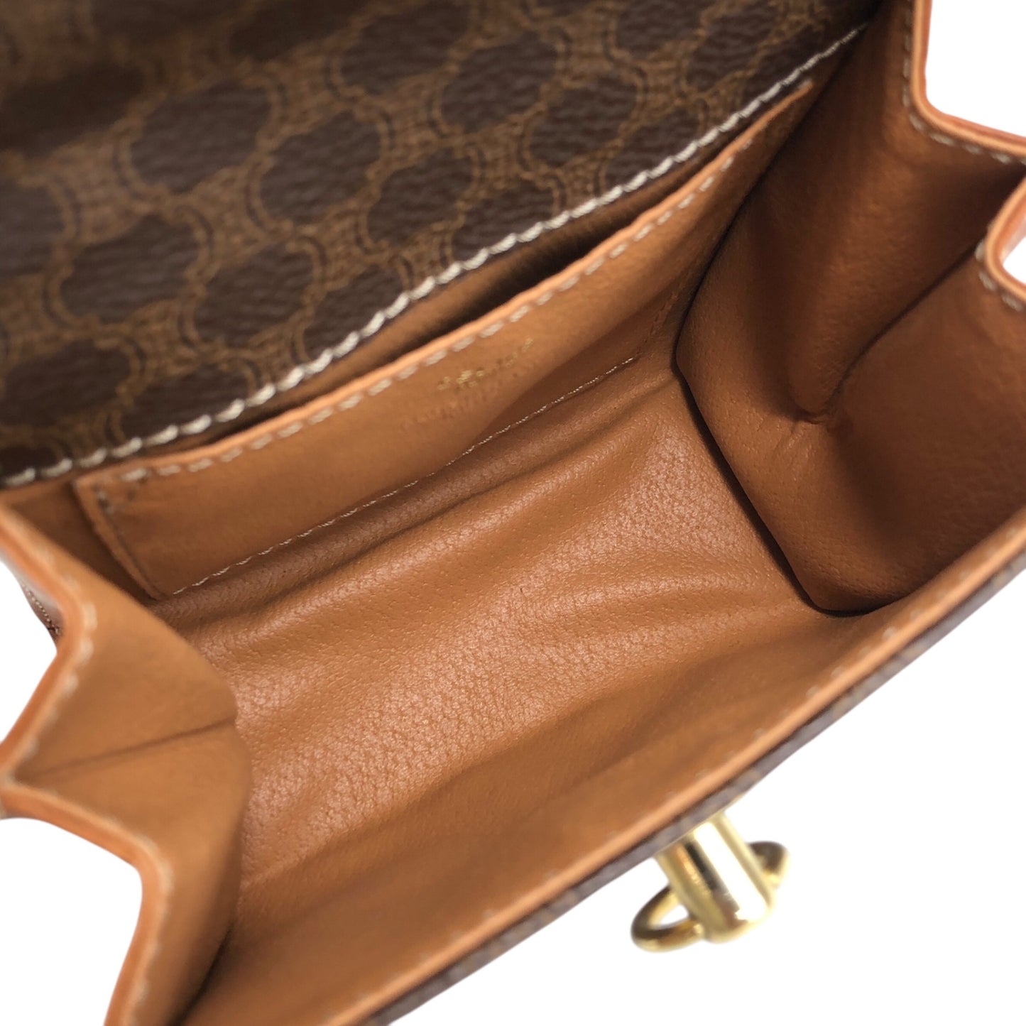 CELINE Macadam Gancini Two-way Small Handbag Shoulder bag Brown Vintage 7xvdb2
