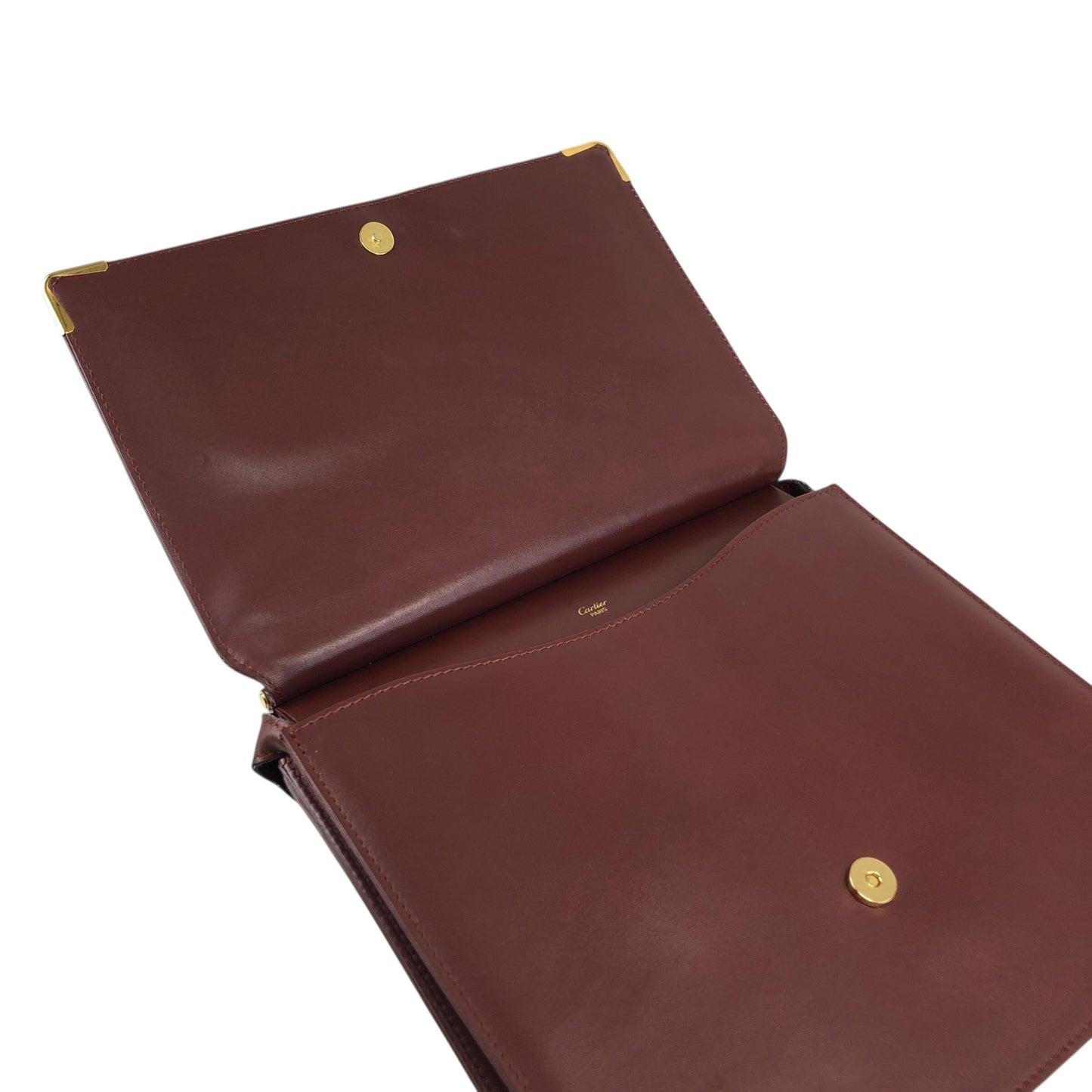 Cartier Logo Embossed Flap Shoulder bag Bordeaux Vintage hydpbp