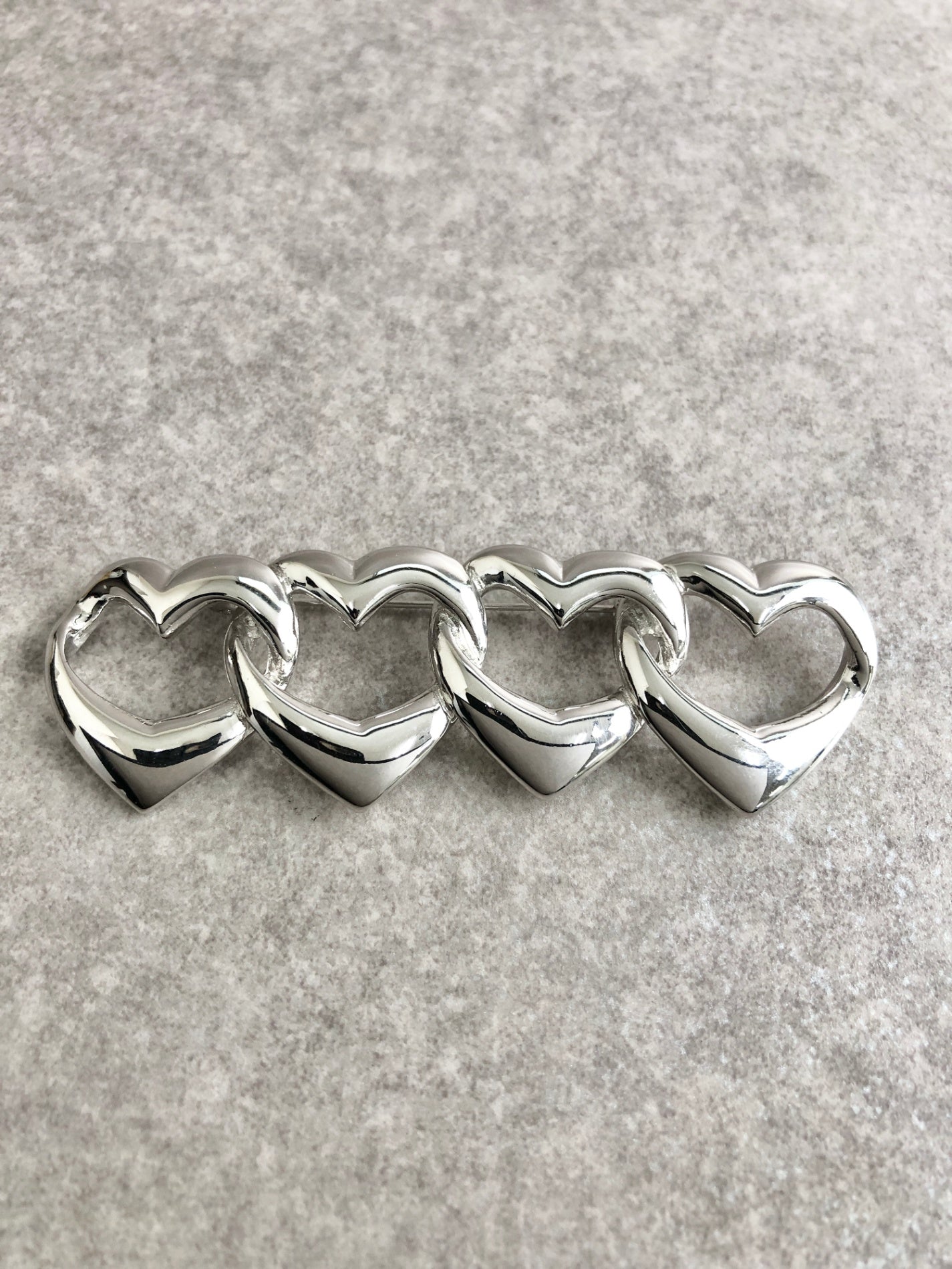 Yves Saint Laurent Heart Motif Brooch Silver Vintage xau2xt