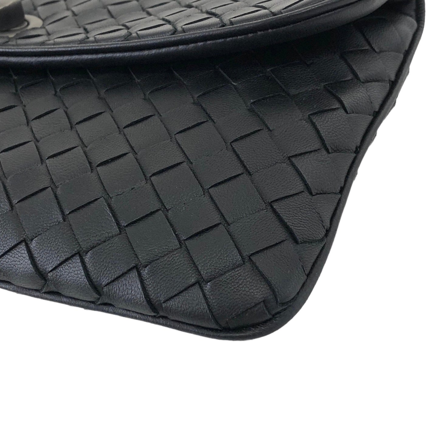Bottega Veneta Intrecciato Turn Lock Leather Shoulder bag Black Vintage 6wyyt2