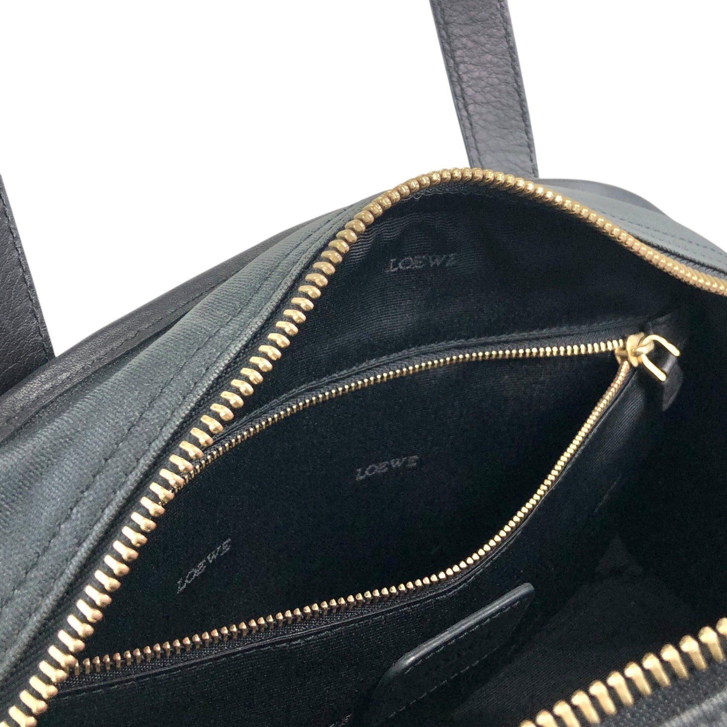 LOEWE Anagram Padlock Small Boston bag Handbag Black Vintage xazh3e