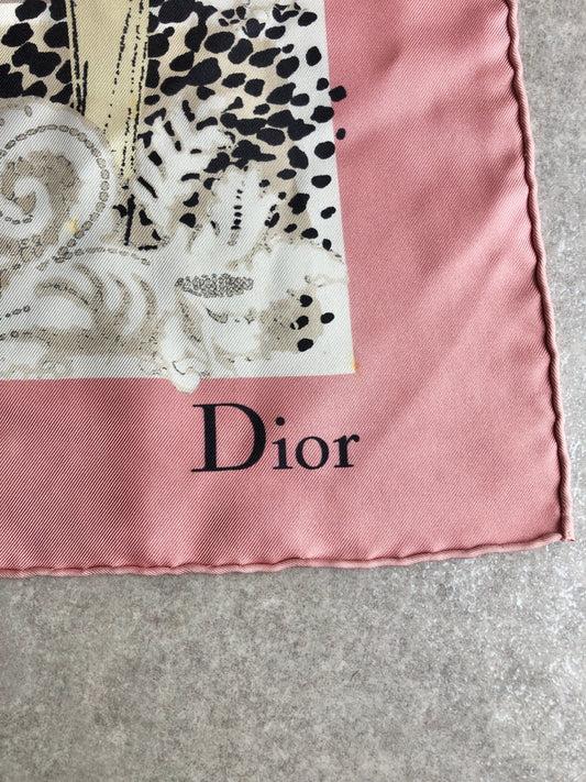 Christian Dior Silk Scarf Pink Vintage fcmd3y