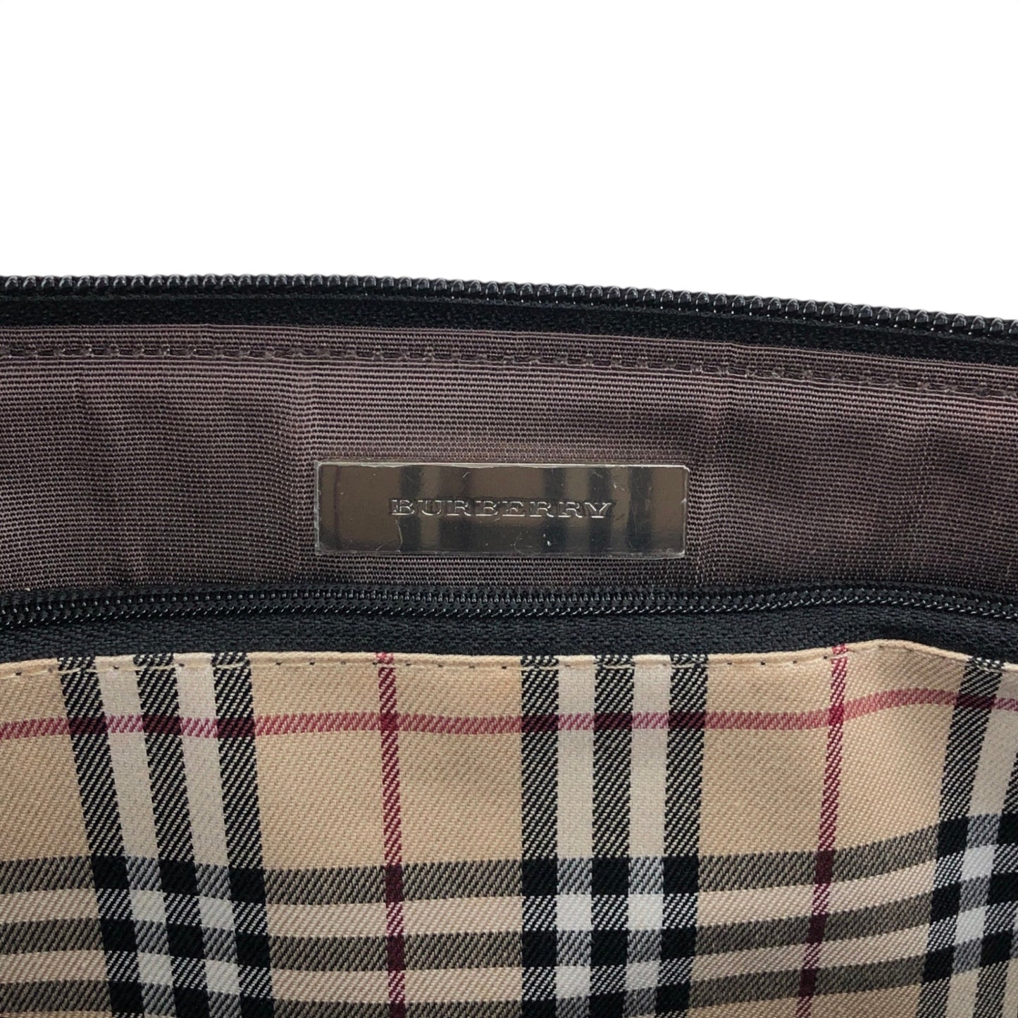 BURBERRY Front Pocket Handbag Black Vintage h2h7ny