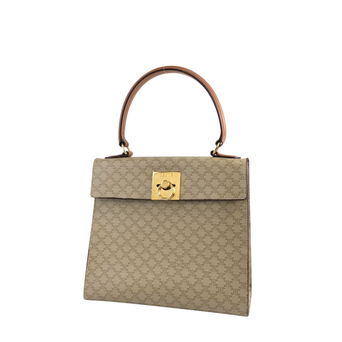 CELINE Macadam Gancini Handbag Beige Vintage 73dnvv