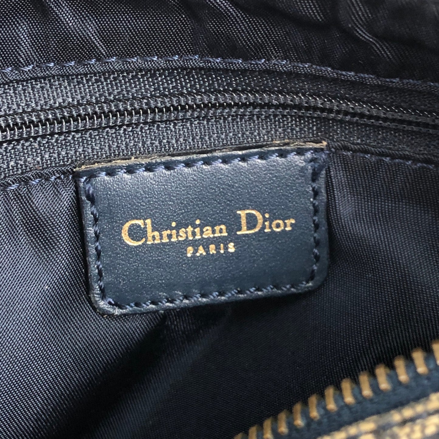 Christian Dior Trotter Padlock Handbag Navy Vintage hua5x2
