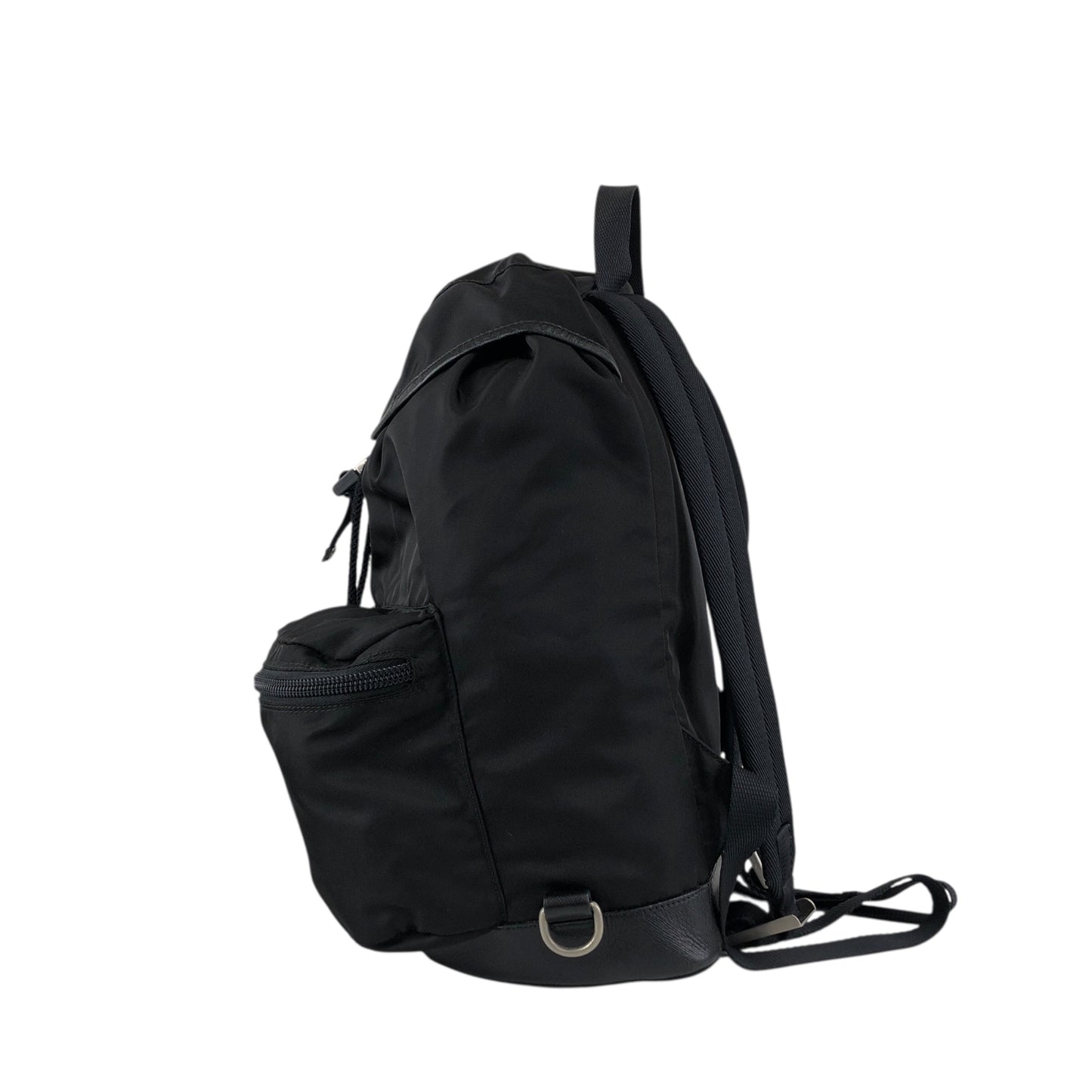 PRADA Tessuto Triangle Logo Front Buckle Backpack Black Vintage pyct8y