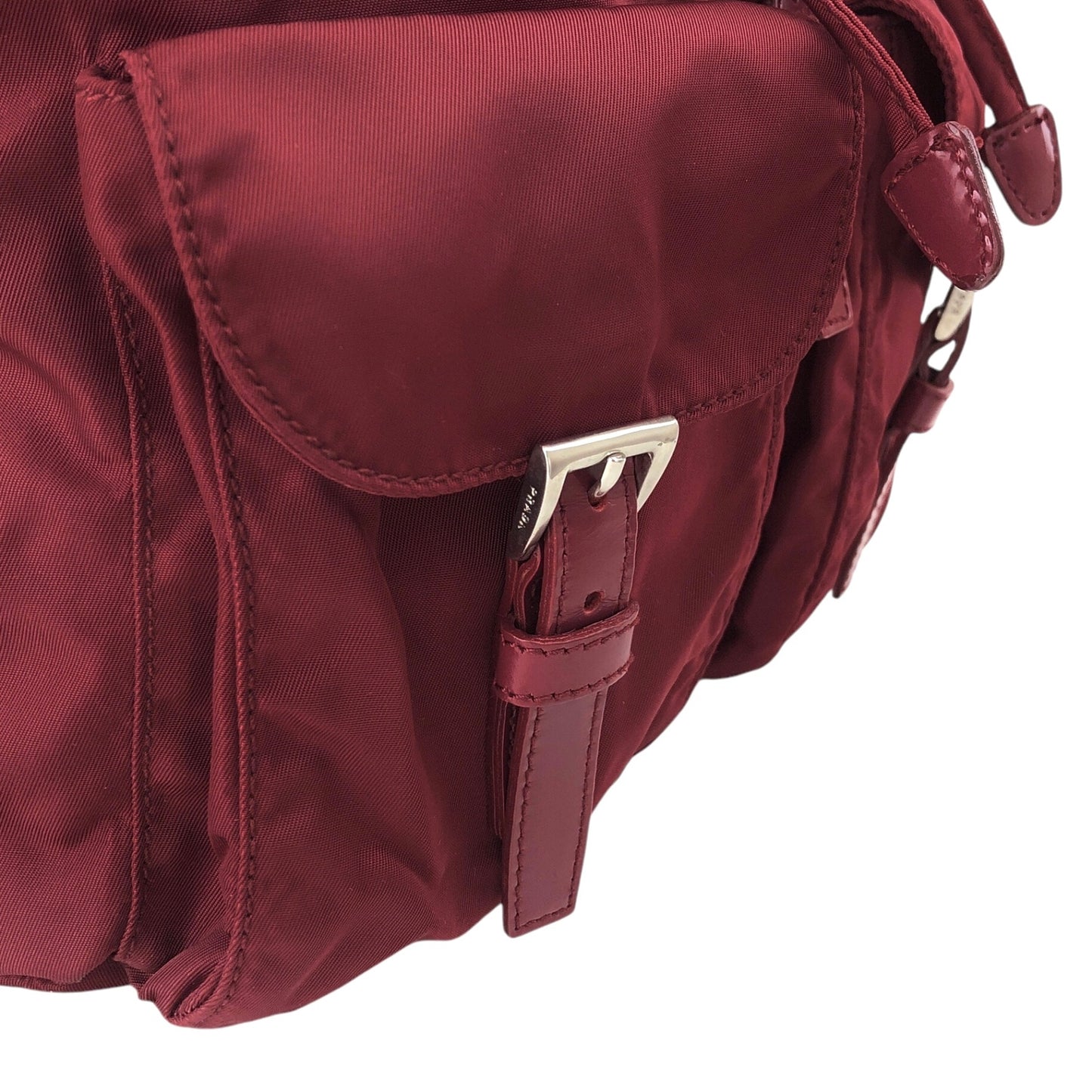 PRADA Triangle Logo Double Pocket Backpack Red Vintage 8jxw7p