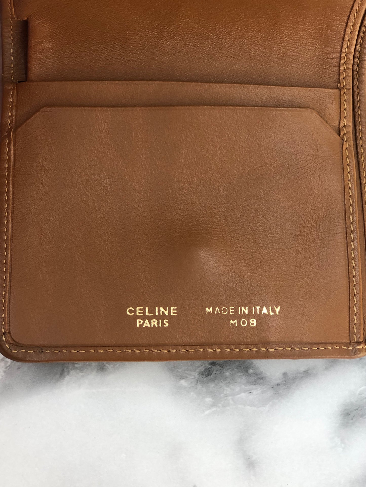 CELINE Macadam Triomphe Logo Motif Wallet Brown Vintage sbmwm4