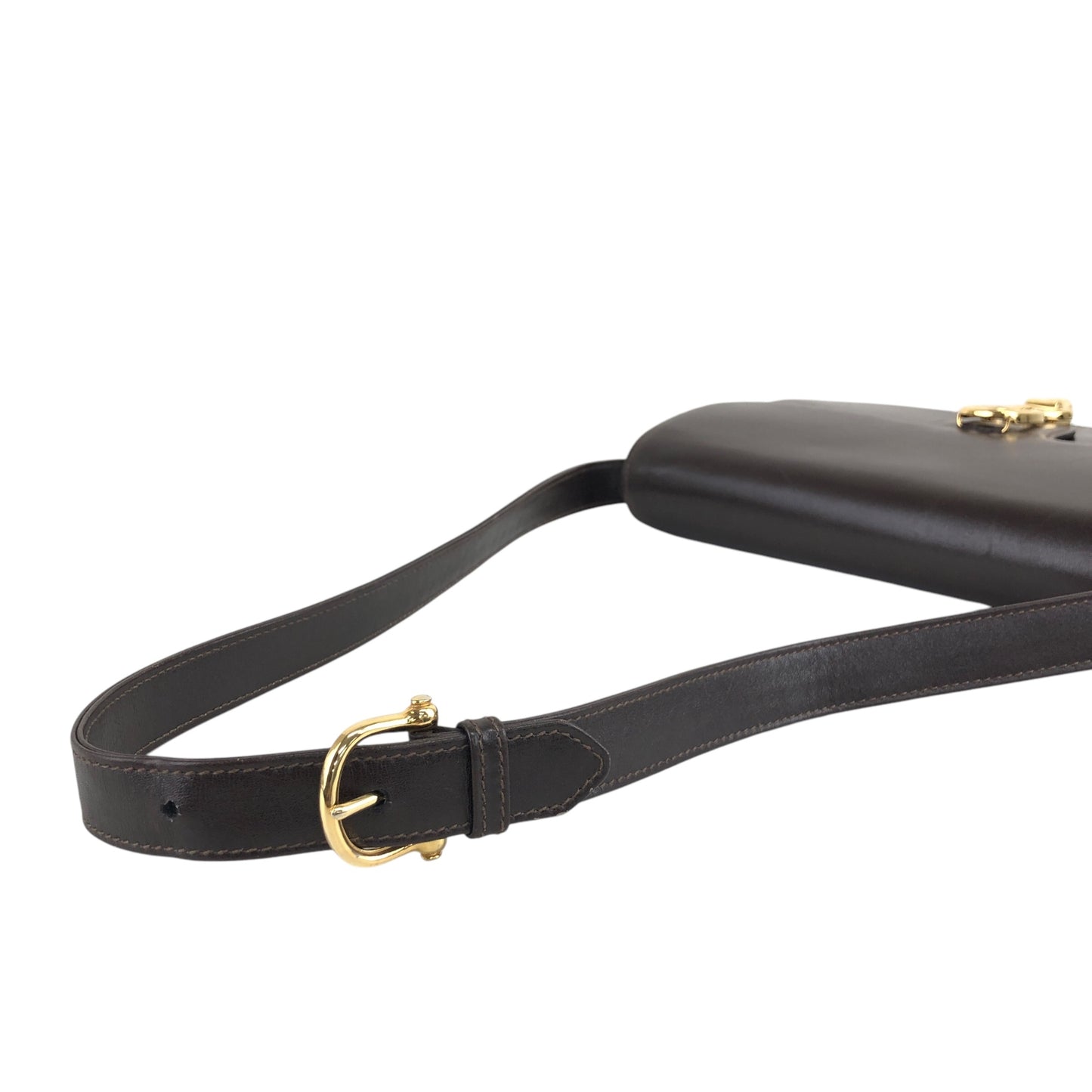 CELINE Horse Carriage Front Buckle Shoulder bag Brown Vintage mbdia8