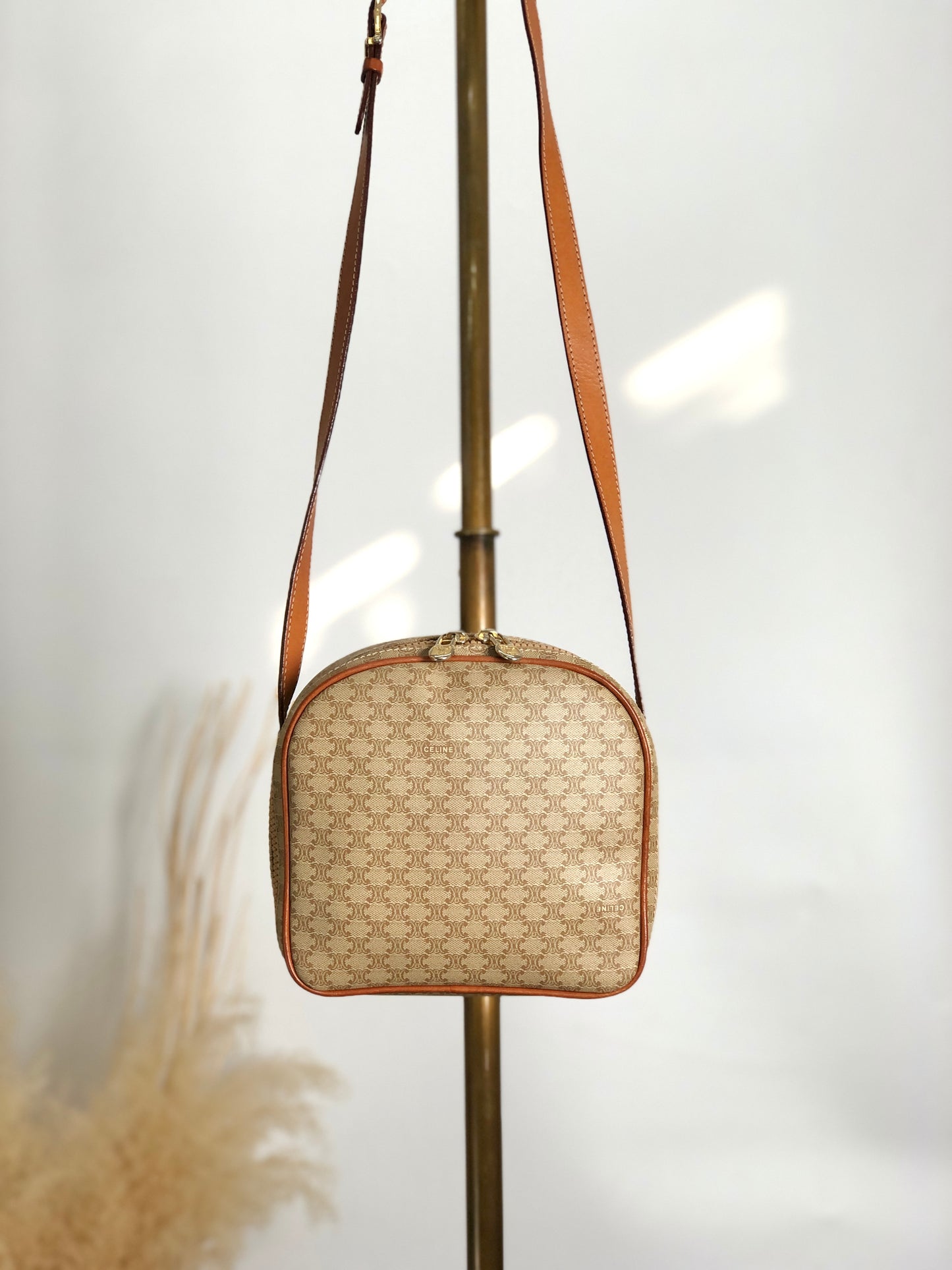 CELINE Macadam Shoulder bag Beige Vintage w86afa