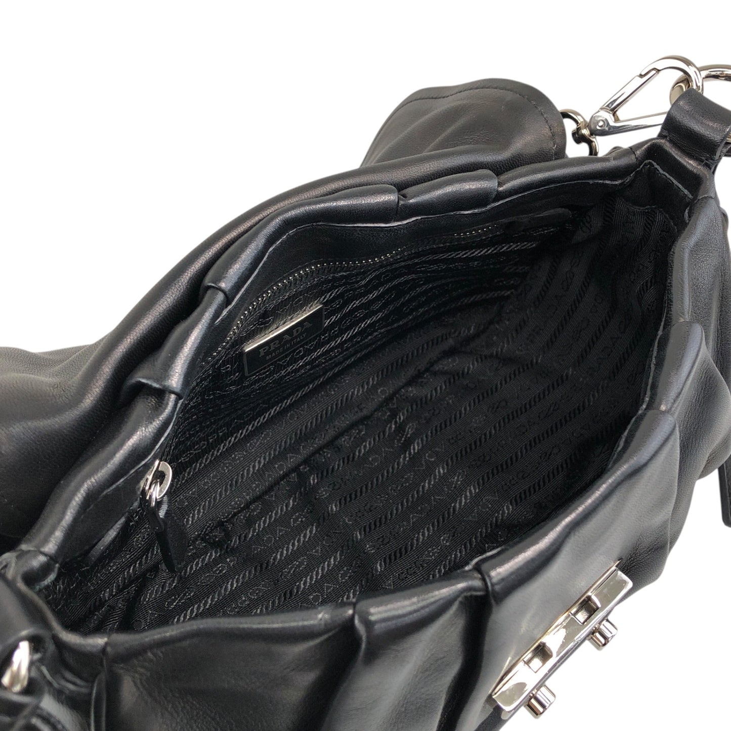 PRADA Front Buckle Handbag Black Vintage 5dmfc4