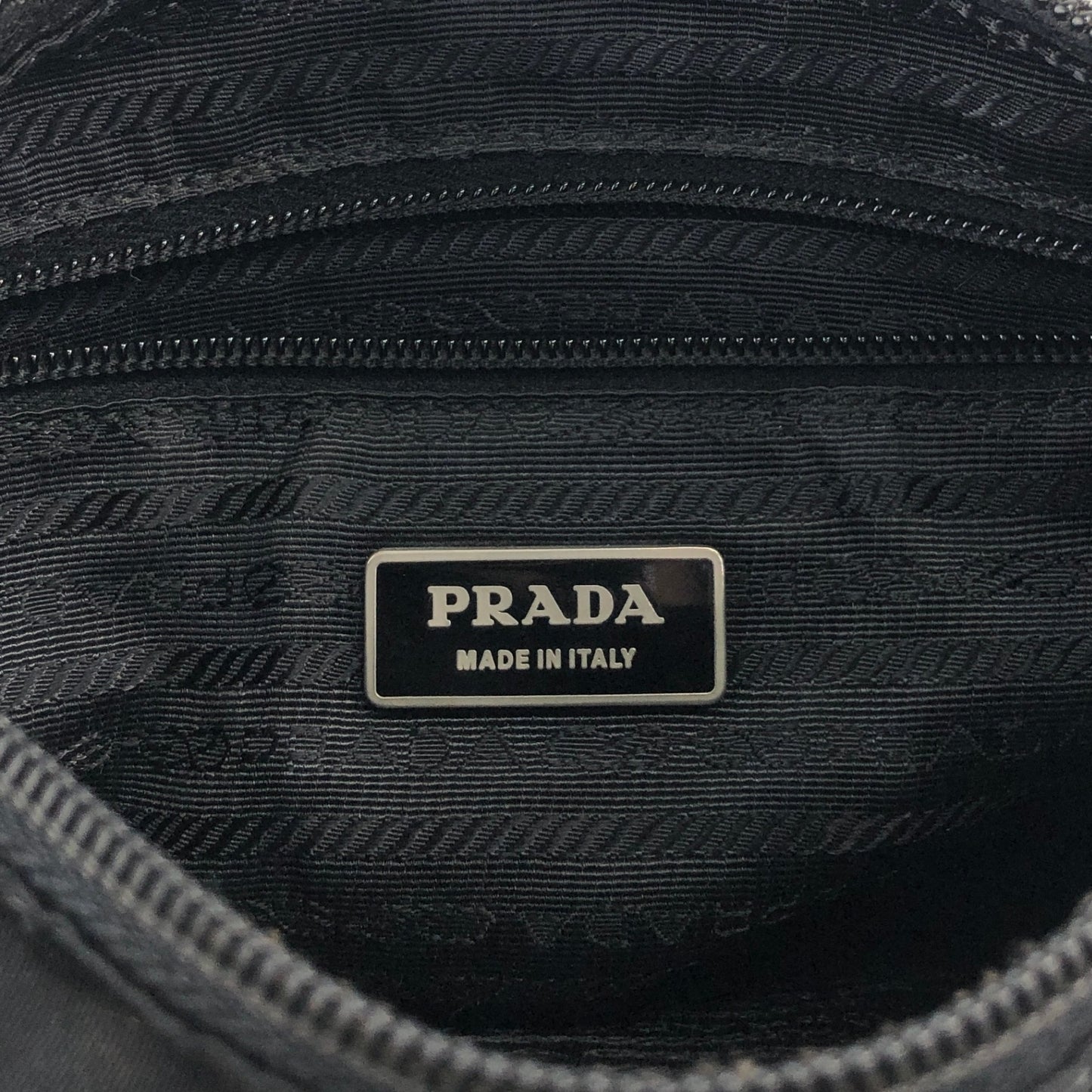 PRADA Tessuto Triangle Logo Front Buckle Side Pocket Shoulder bag Black Vintage 5whkzb