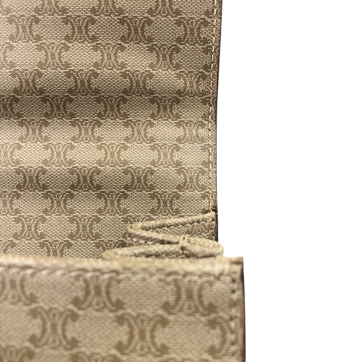 CELINE Macadam Gancini Handbag Beige Vintage 73dnvv
