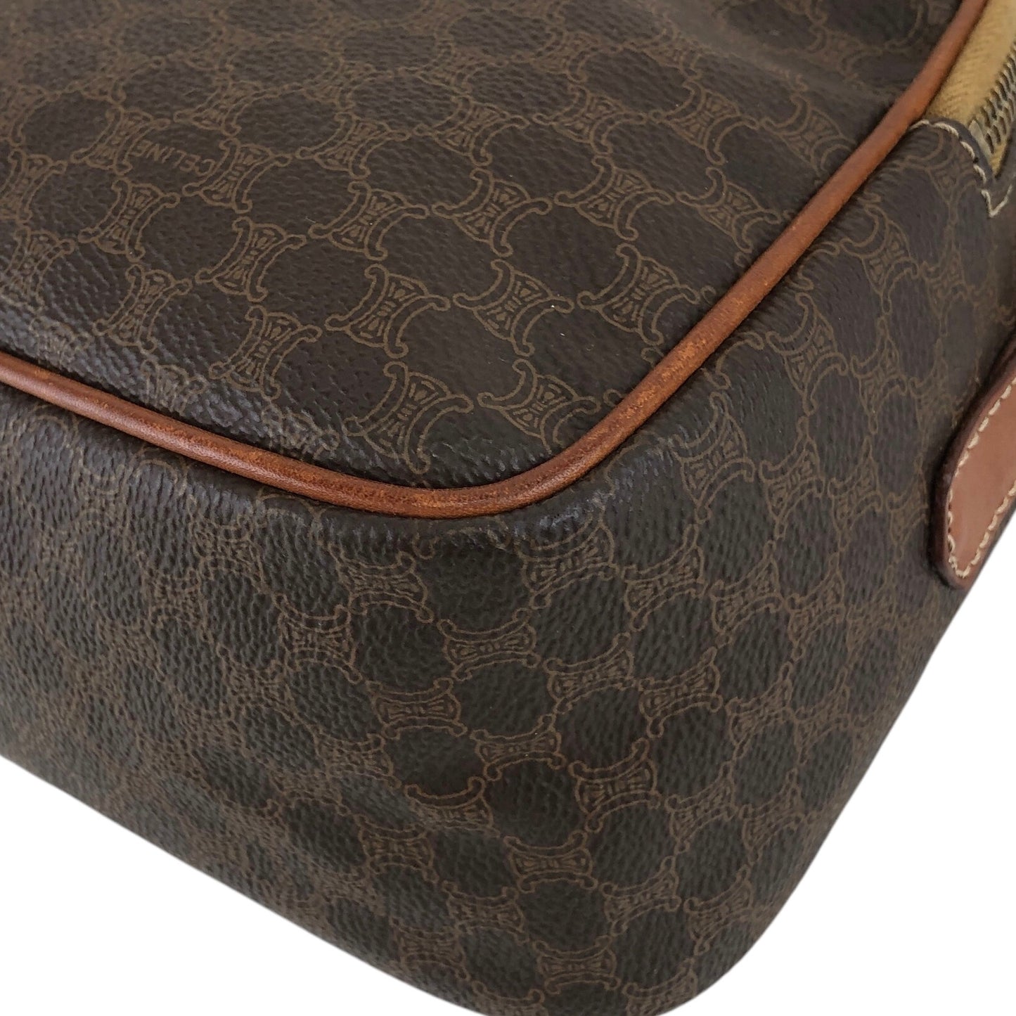 CELINE Macadam Blason Two-way Handbag Shoulder bag Brown Vintage 8rtyi2