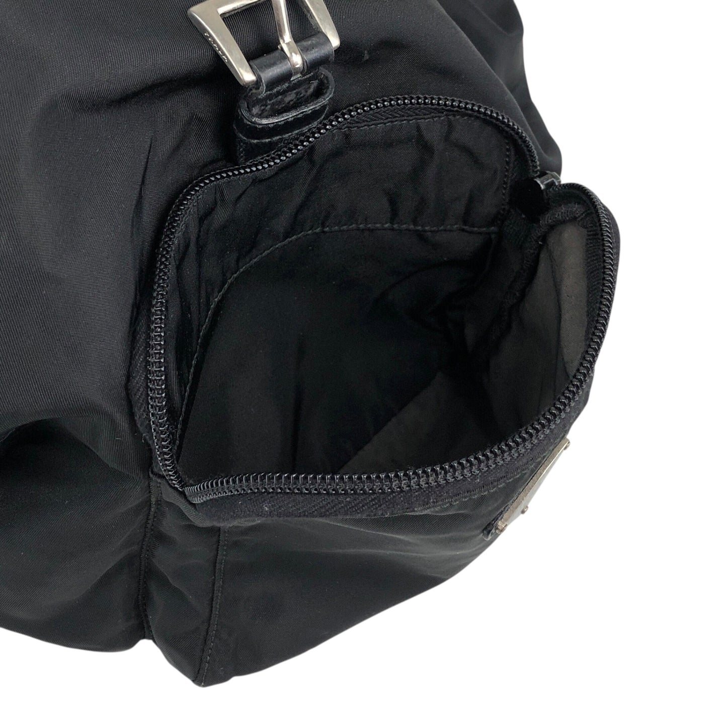 PRADA Tessuto Triangle Logo Front Pocket Backpack Black Vintage nnyiv2