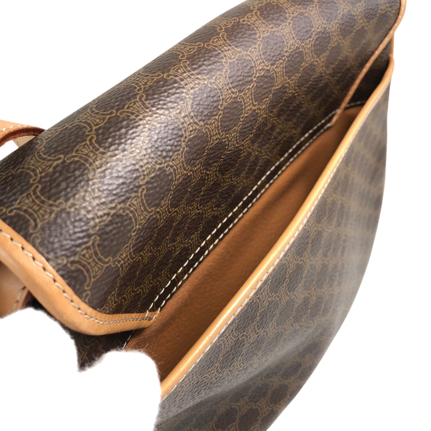 CELINE Macadam Blason Flap Shoulder bag Brown Vintage kbjacj