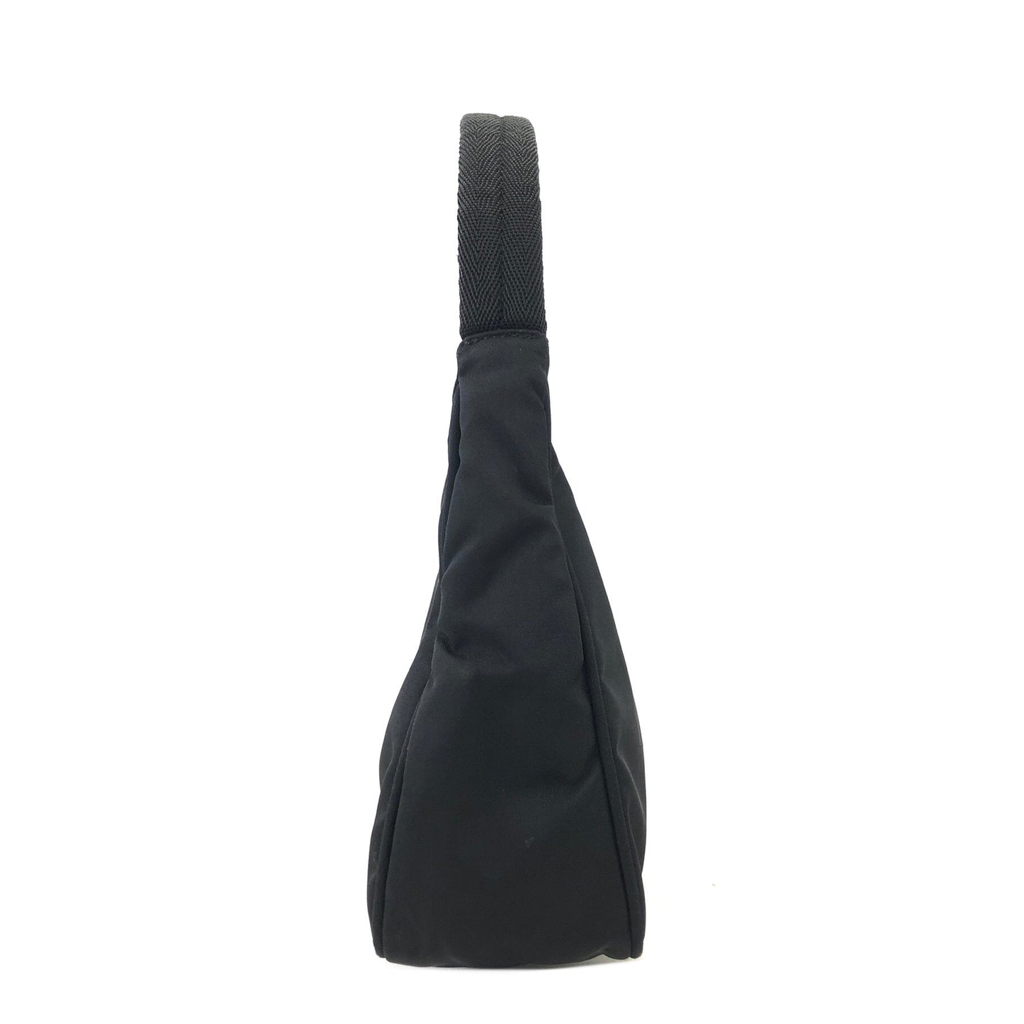 PRADA 三角形標誌尼龍手提包 Hobobag 黑色復古 df2ij3