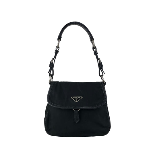 PRADA Triangle Logo Shoulder bag Hobobag Black Vintage ytkjet