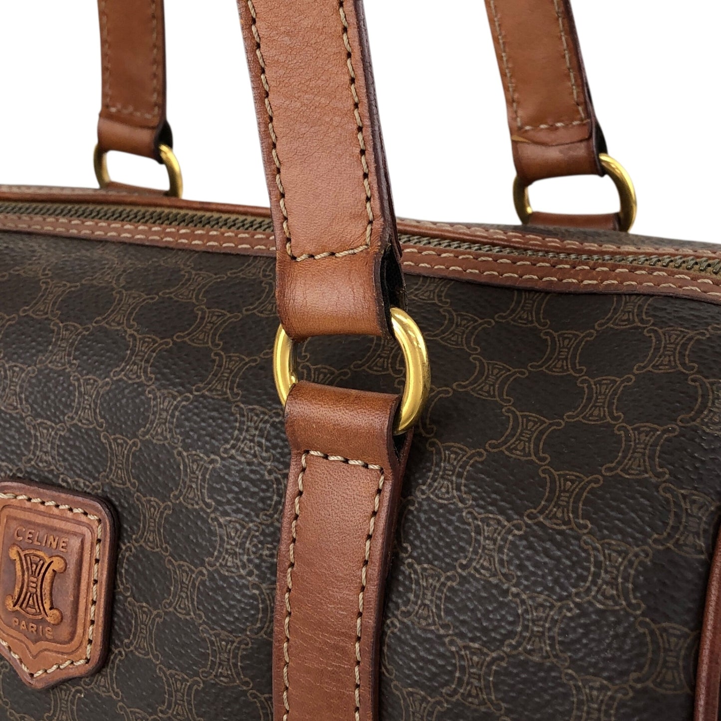 CELINE Macadam Blason Handbag Brown Vintage yfx88s
