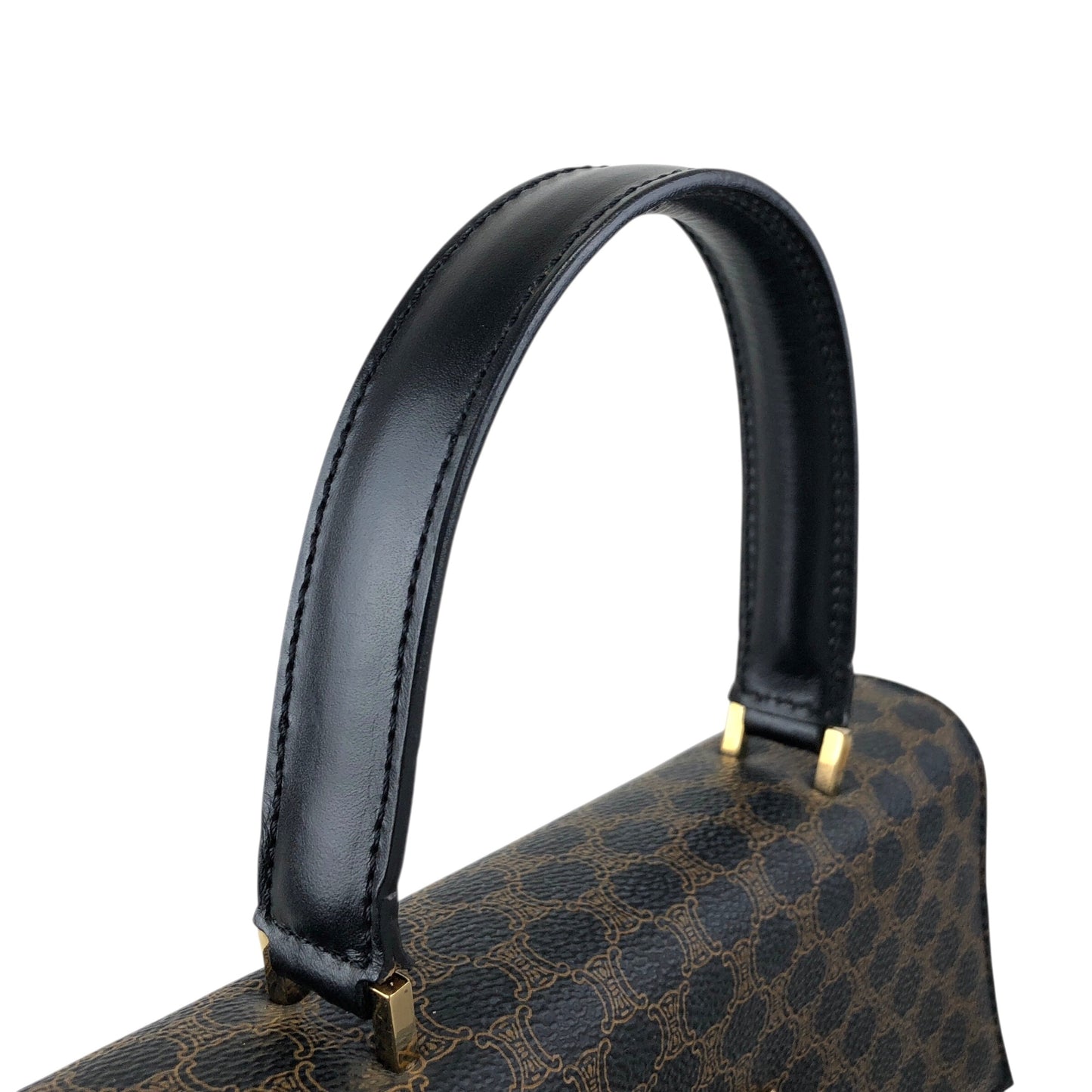 CELINE Macadam Turn Lock Handbag Black Vintage 75x5vx