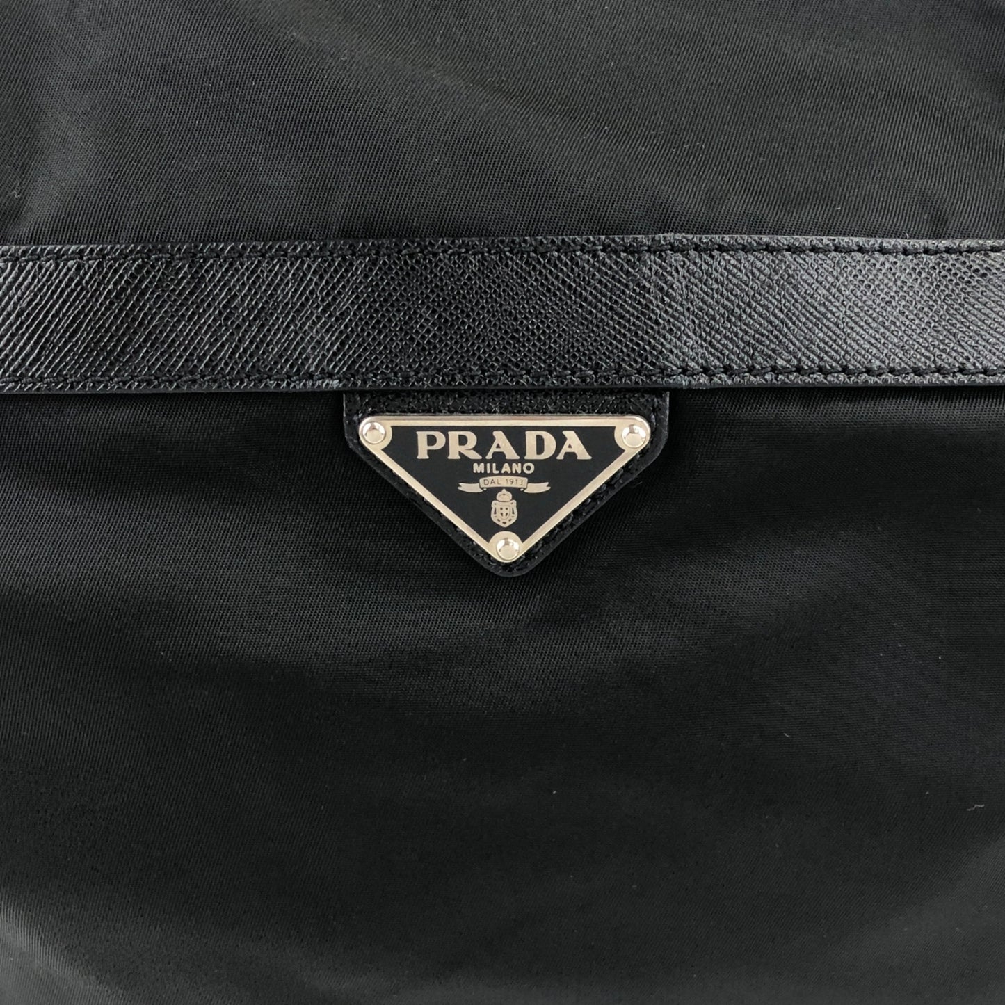 PRADA Triangle Logo Front Buckle Shoulder bag Black Vintage fkfvej