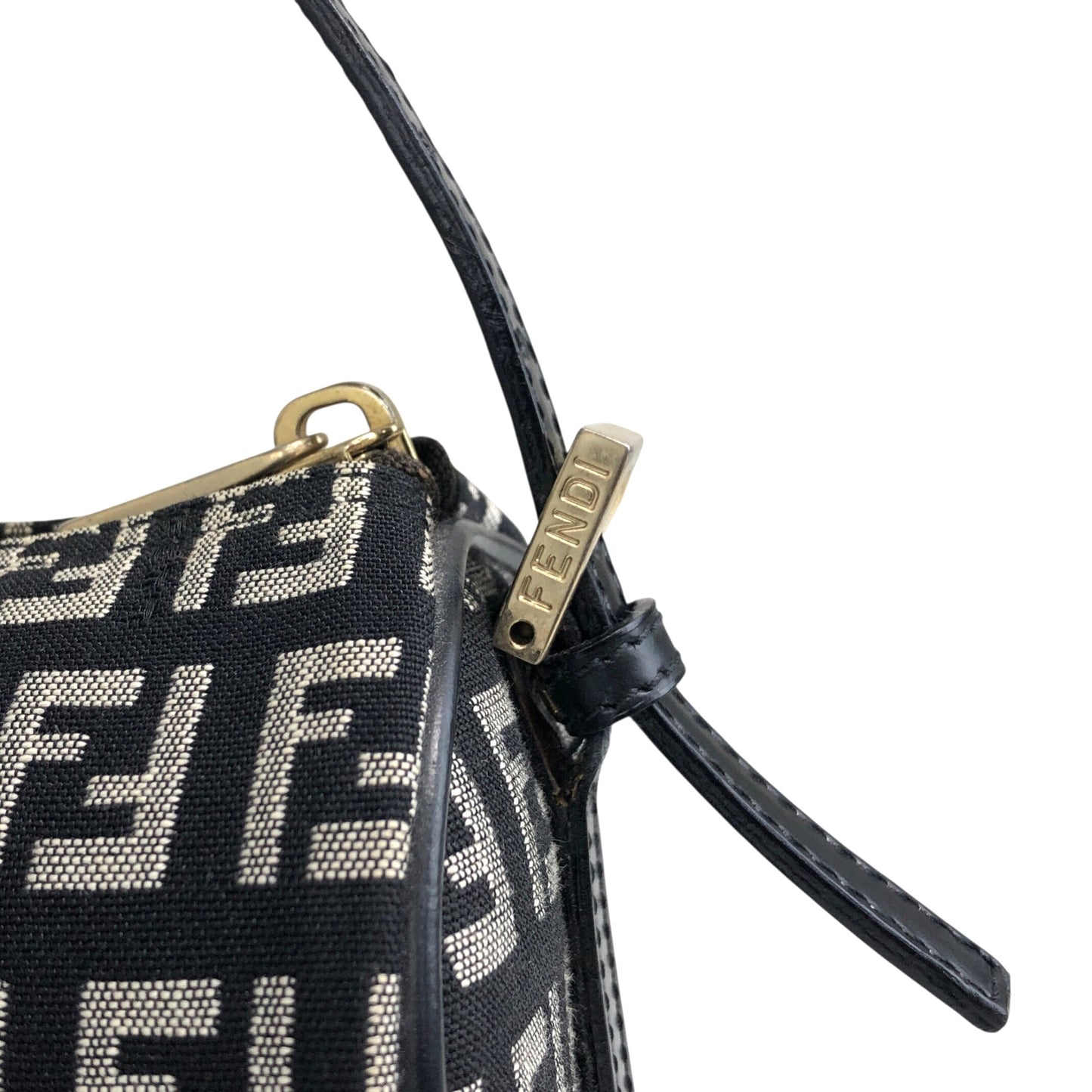 FENDI Zucchino Handbag Pouch Black Vintage zrasnu