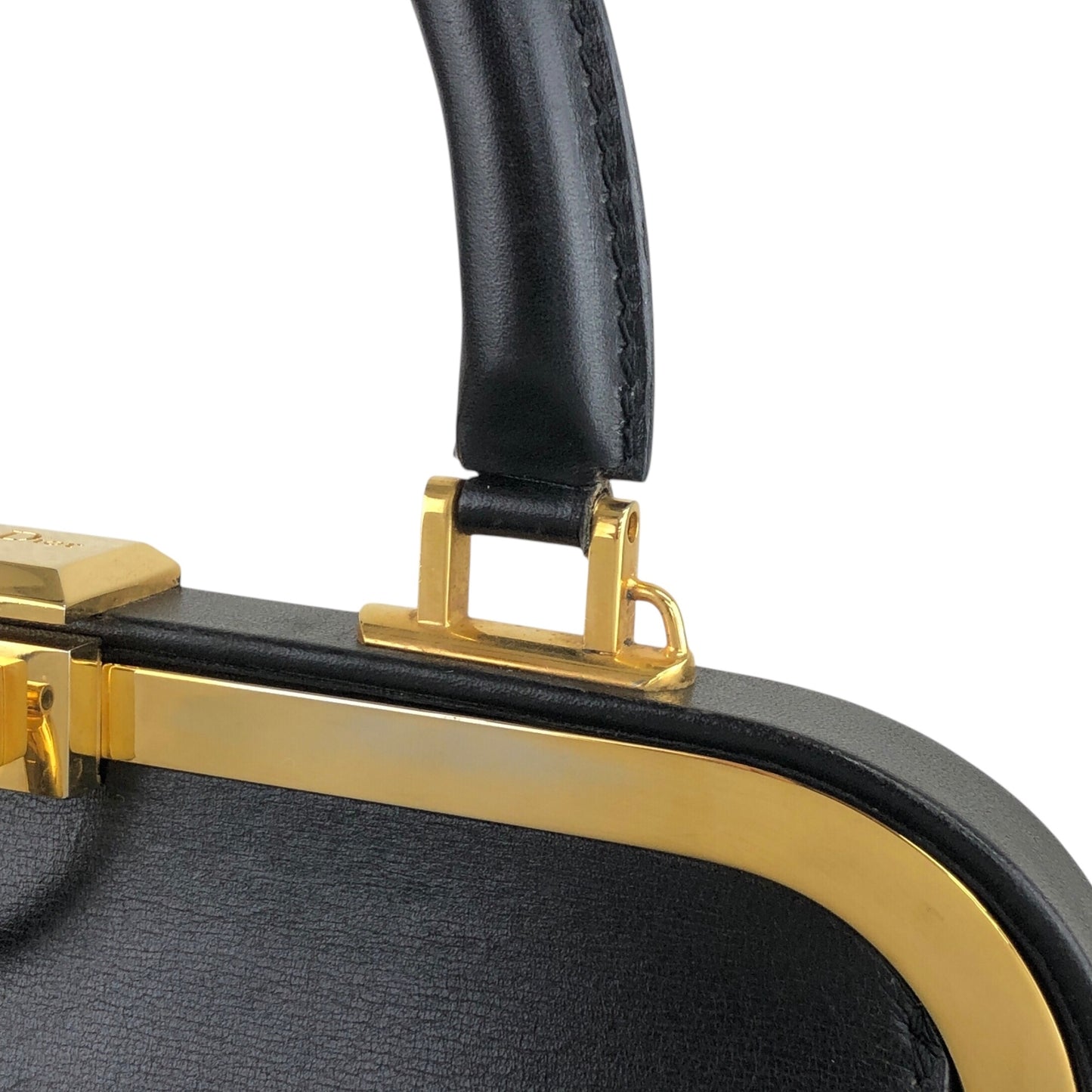 Christian Dior Metal Clasp Handbag Black Vintage 7ncfjz