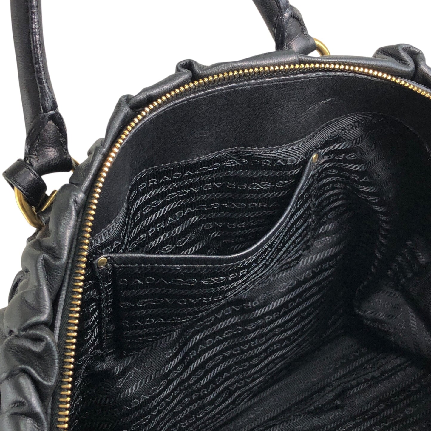PRADA Logo Two-way Handbag Shoulder bag Black Vintage u8sukf