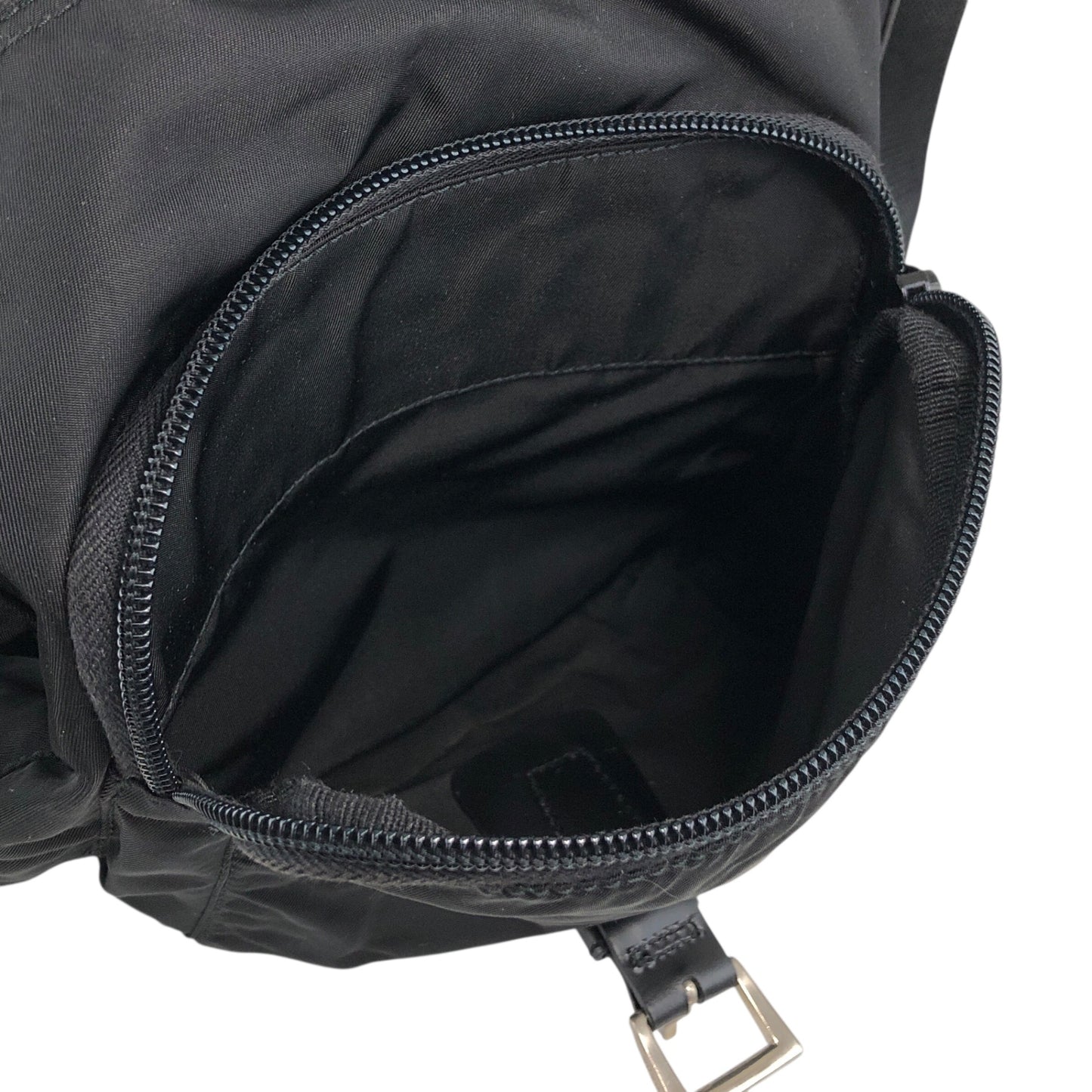 PRADA Tessuto Triangle Logo Front Buckle Shoulder bag Black Vintage g8uwx8