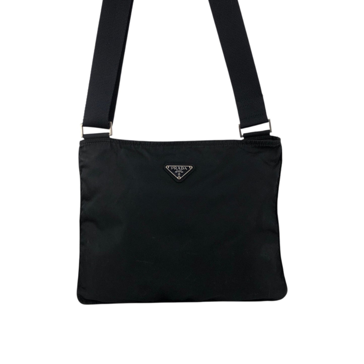 PRADA Tessuto Triangle Logo Shoulder bag Black Vintage cgen7x