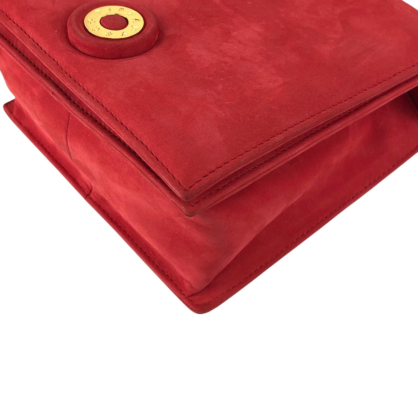 Tiffany & Co. Logo Small Chain Handbag Red Vintage gphne8