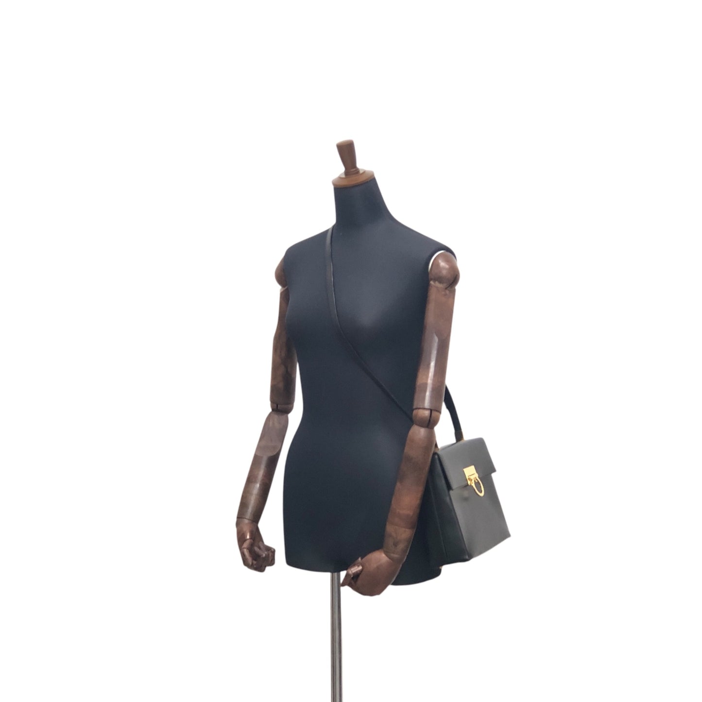 Salvatore Ferragamo Gancini Two-way Handbag Shoulder bag Black Vintage dudz6b