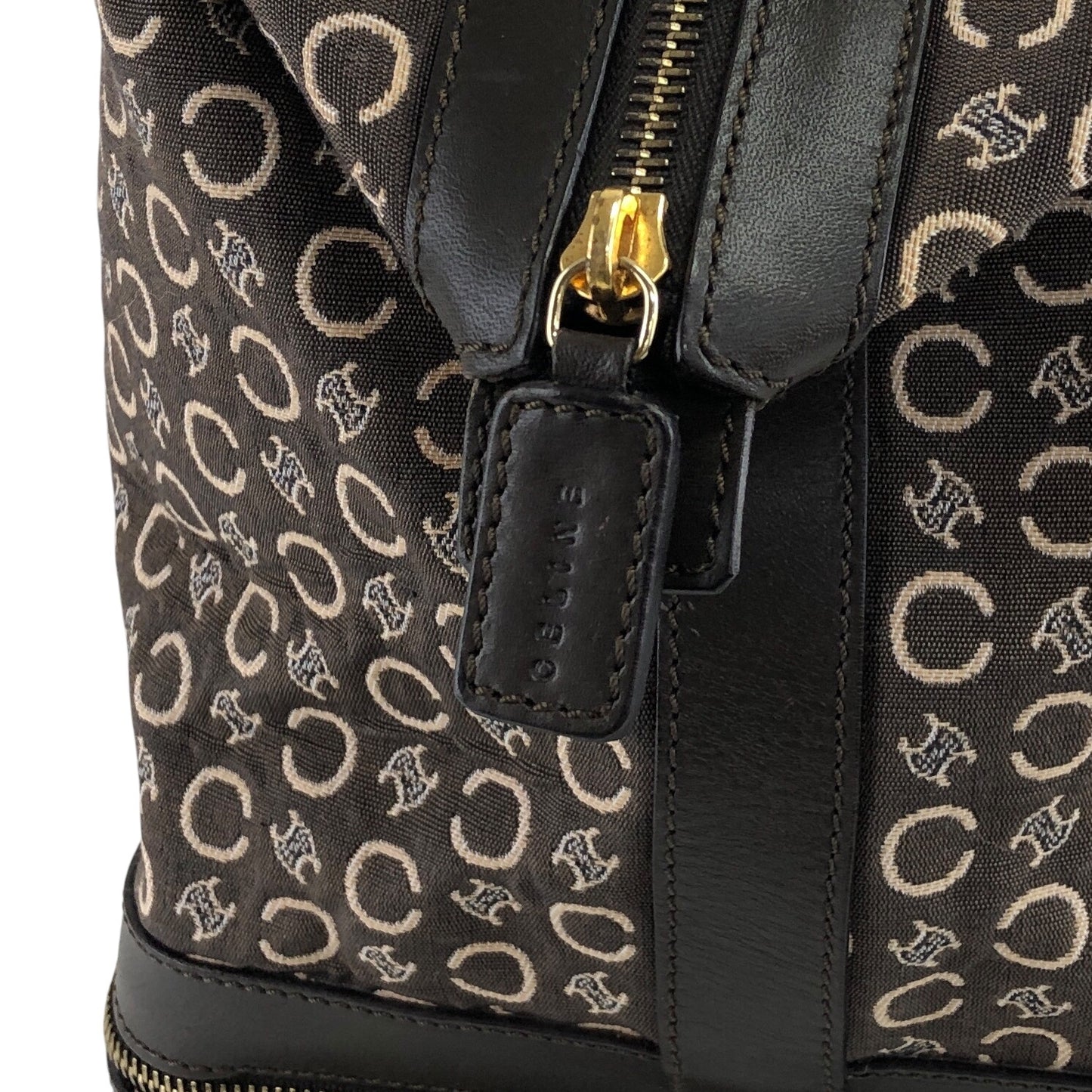 CELINE Macadam Handbag Boston bag Brown Vintage 7kve88
