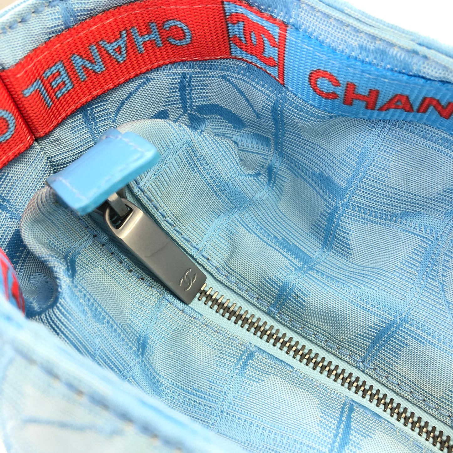 CHANEL New Travel Line Nylon Totebag Light Blue Vintage kmdfg4