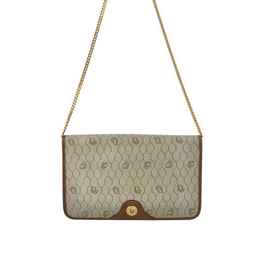Christian Dior Honeycomb Pattern Chain Shoulder bag Beige Vintage gfhe2x