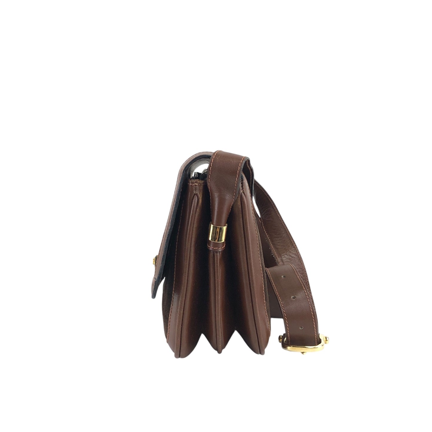 CELINE Blason Turn Lock Shoulder bag Brown Vintage j6d53x