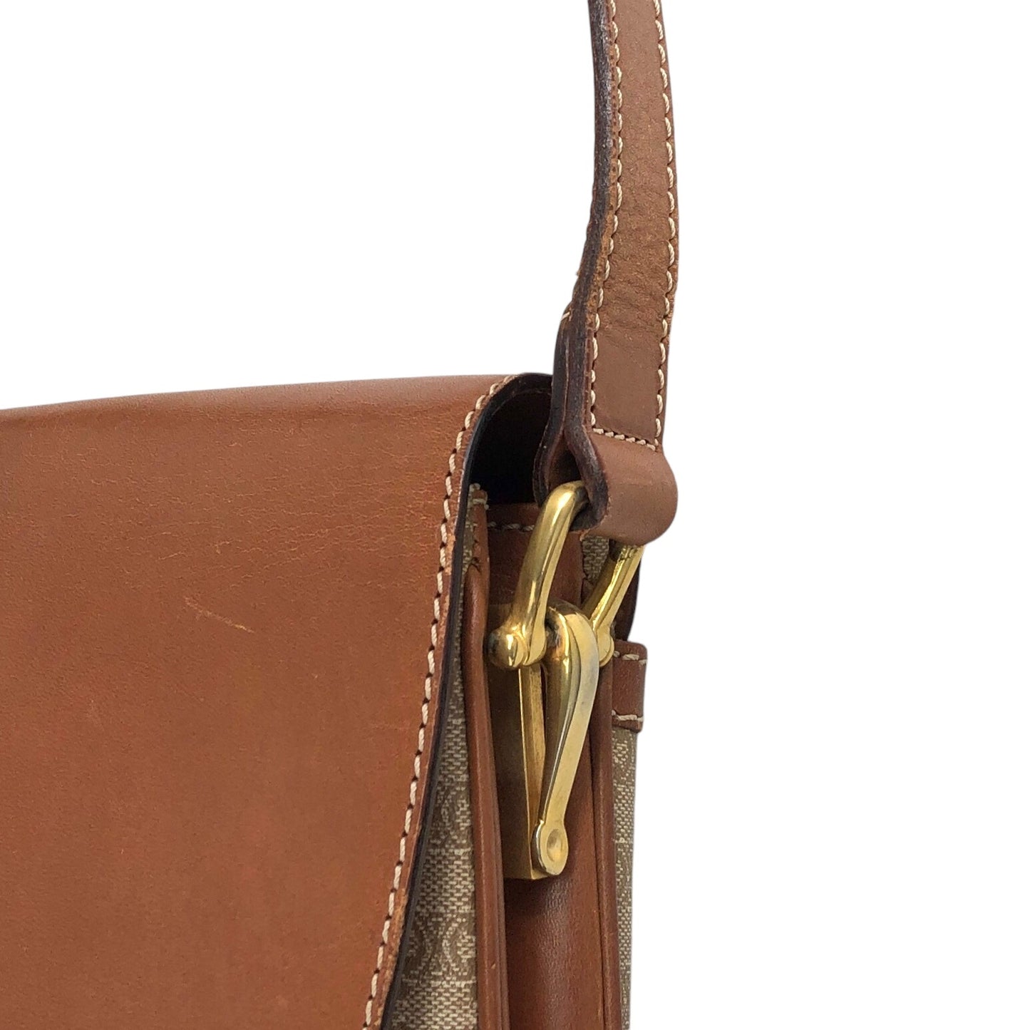 CELINE Macadam Blason Shoulder bag Beige Vintage hwdc65