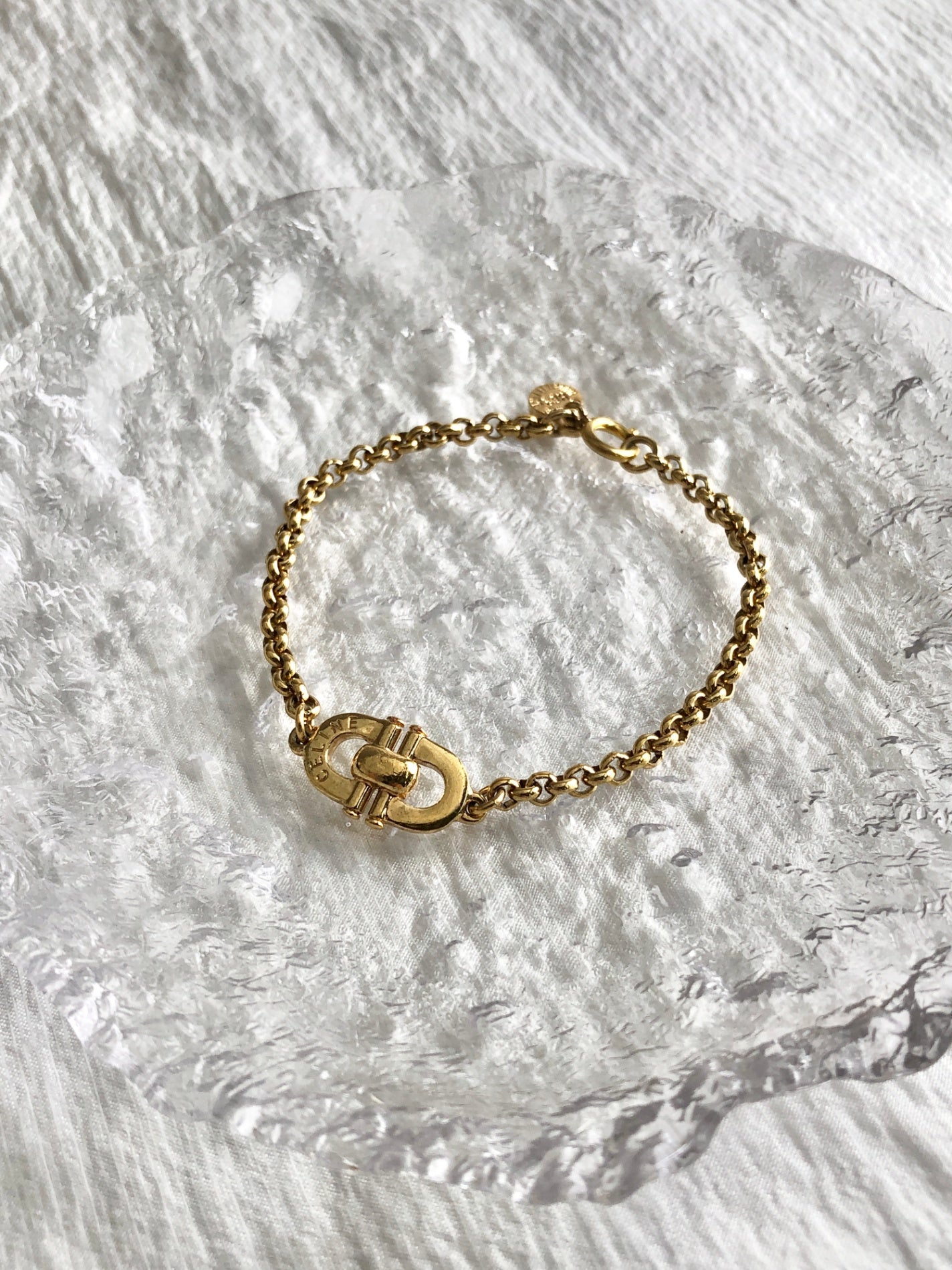 CELINE Horse Bit Bracelet Gold Vintage mu2jn4