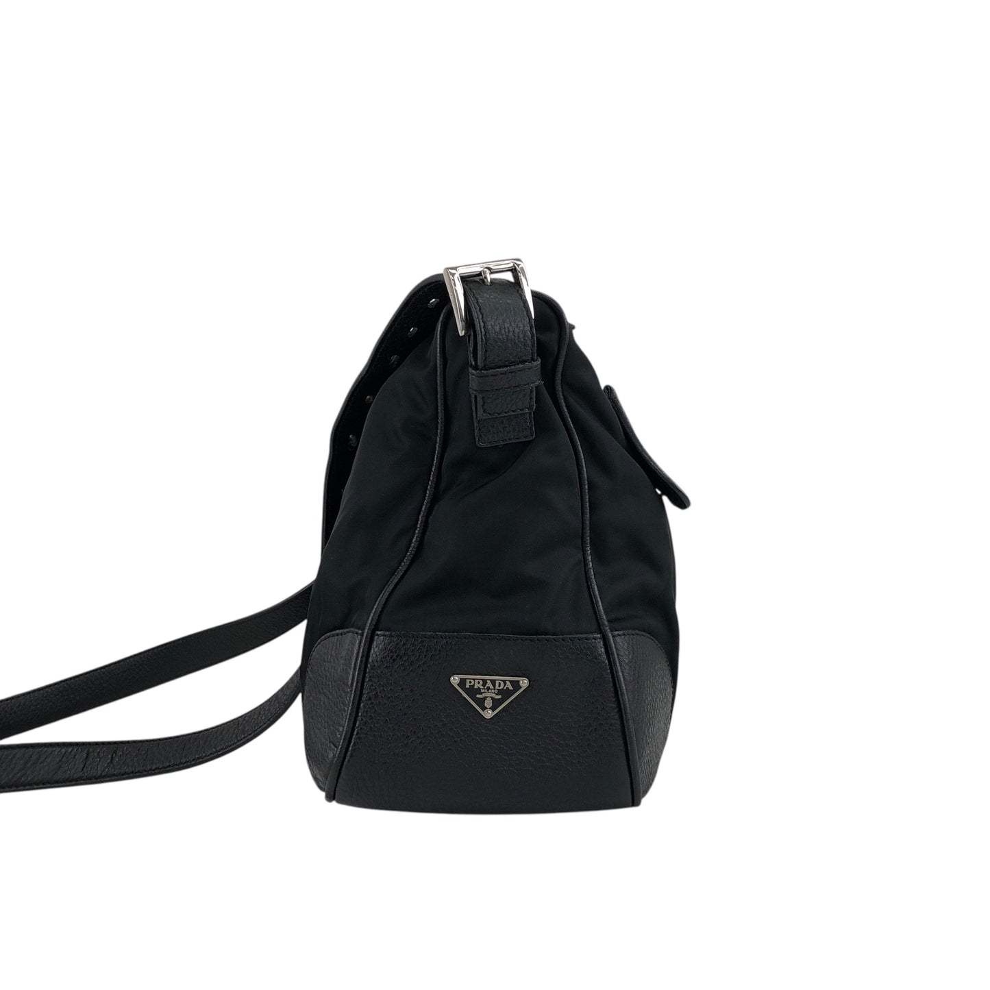 PRADA Triangle Logo Shoulder bag Black Vintage p74gfa