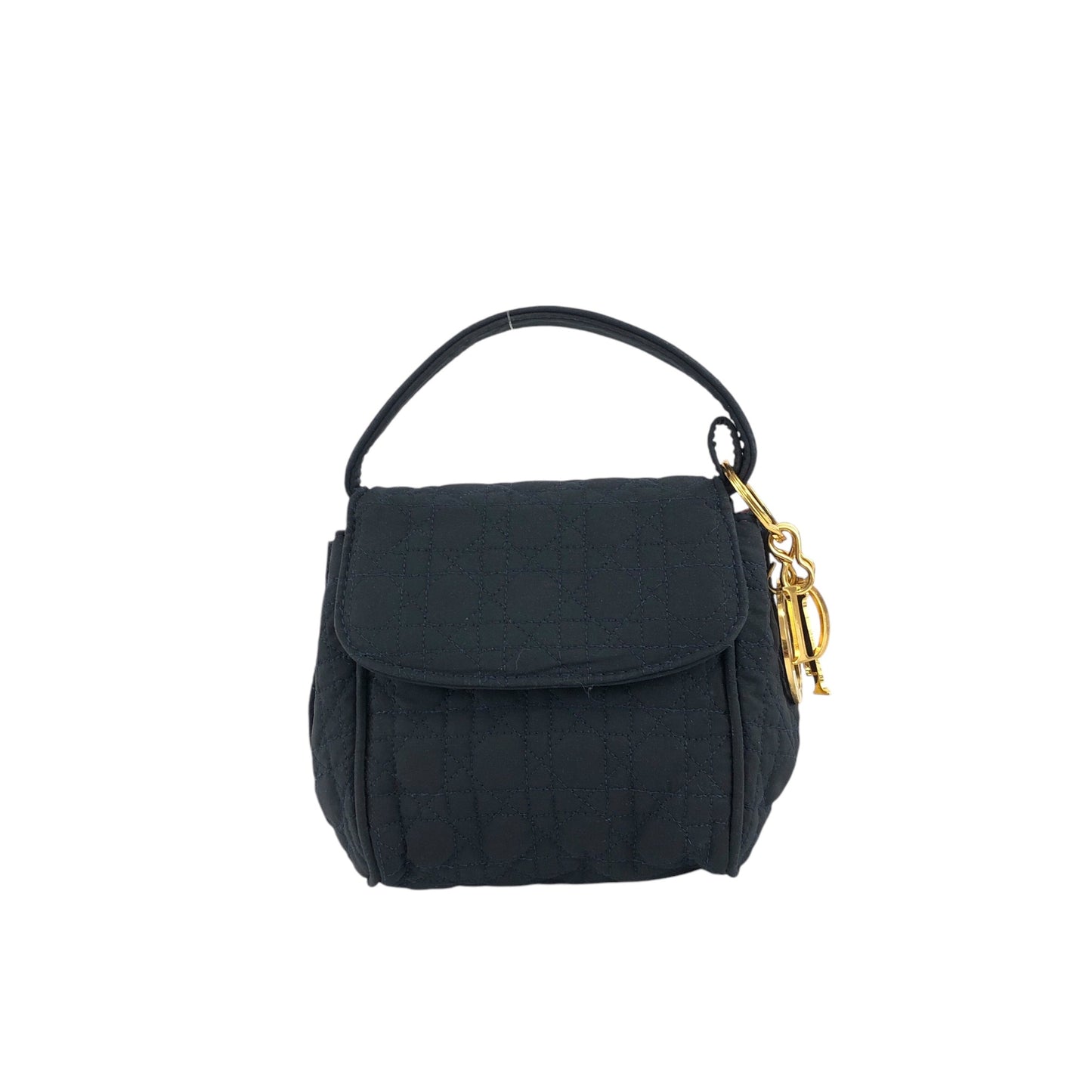 Christian Dior Cannage Logo Charm Small Handbag Dark Navy Vintage hsi65g