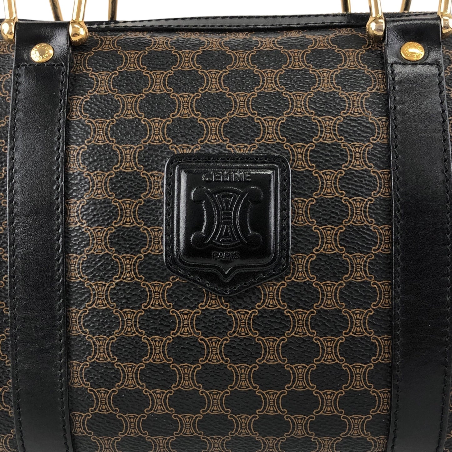 CELINE Macadam Blason Two-way Small Boston bag Shoulder bag Black Vintage k7b5zs