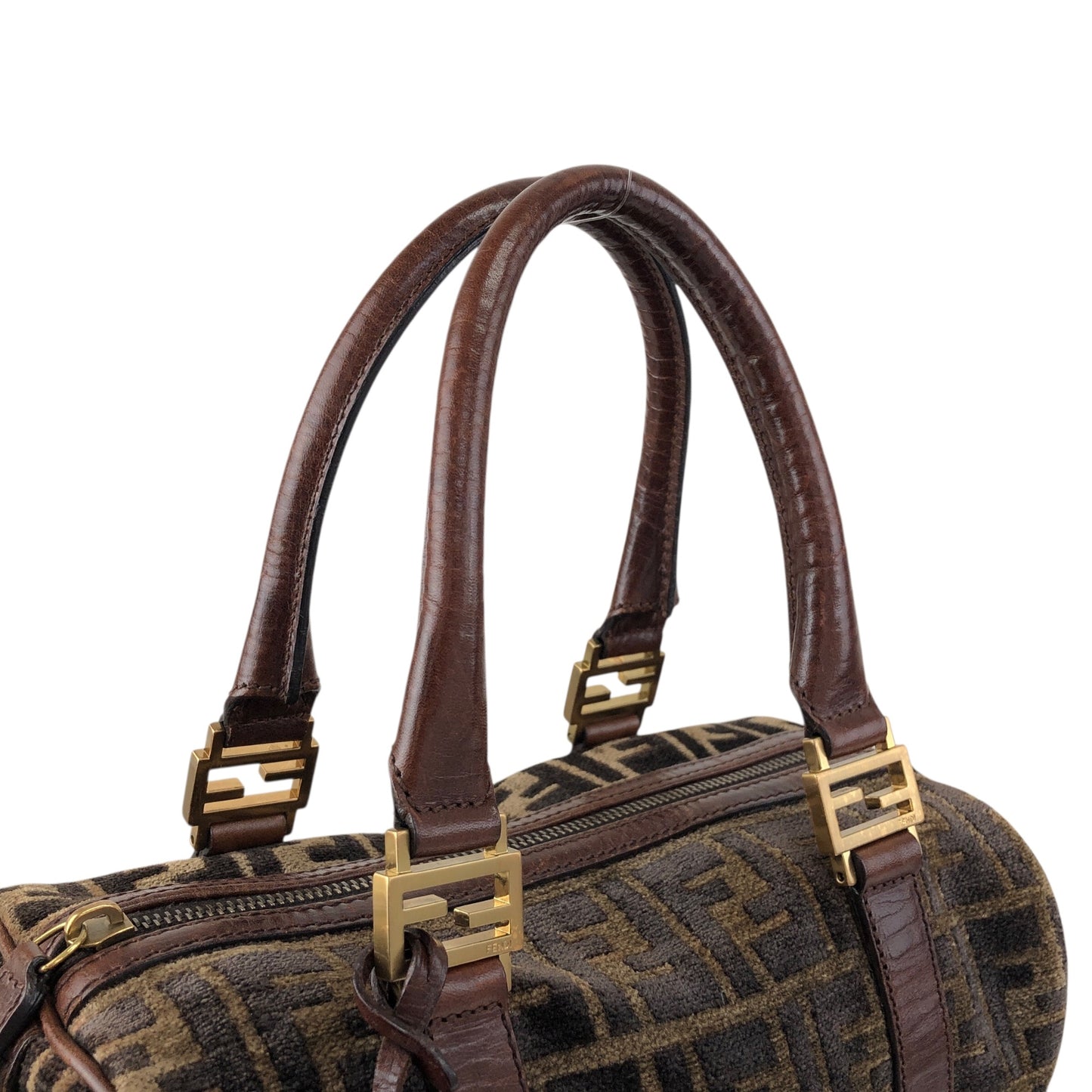FENDI Zucca Small Boston bag Brown Vintage g7vd3e