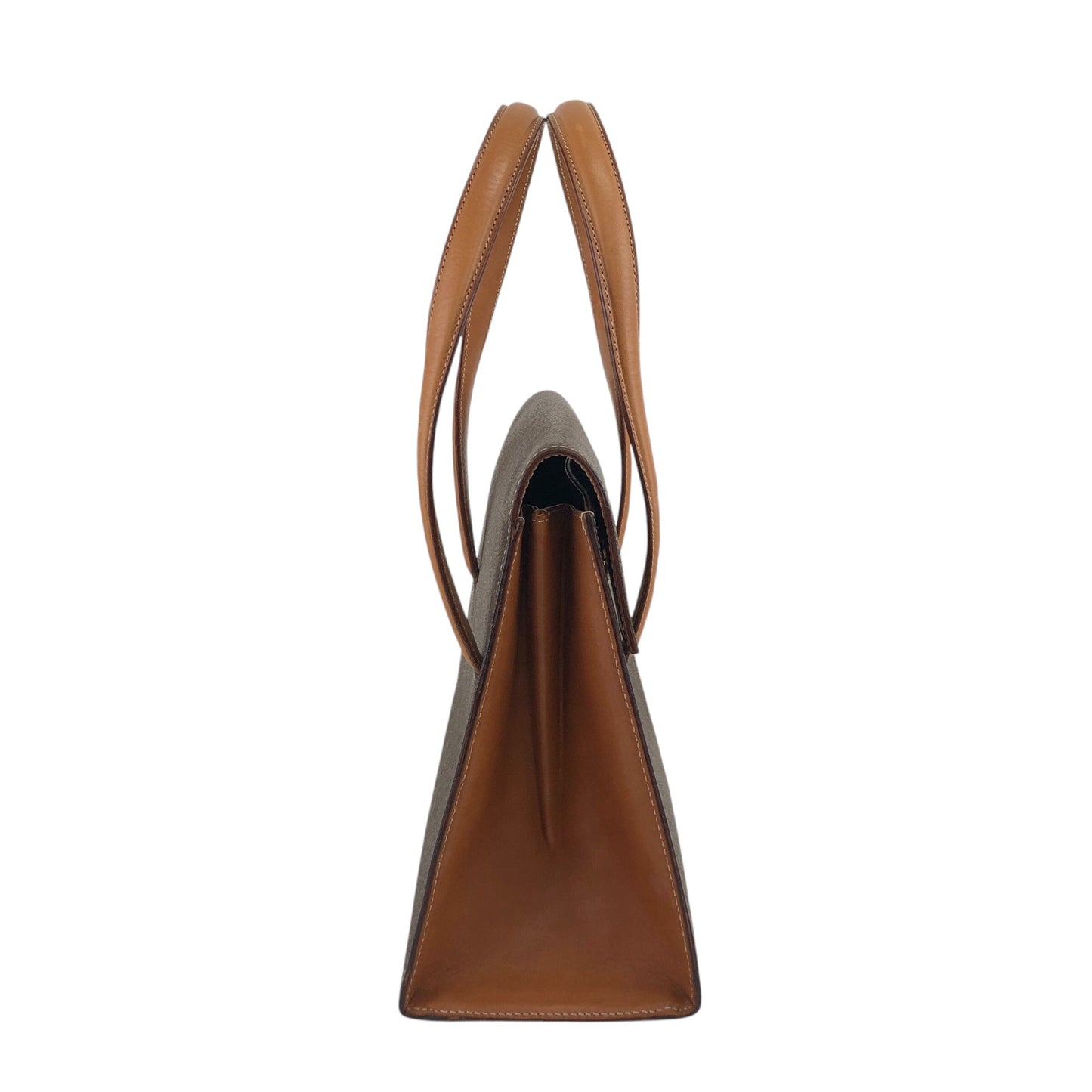 CELINE Macadam Logo Embossed Handbag Brown Vintage iu4iax