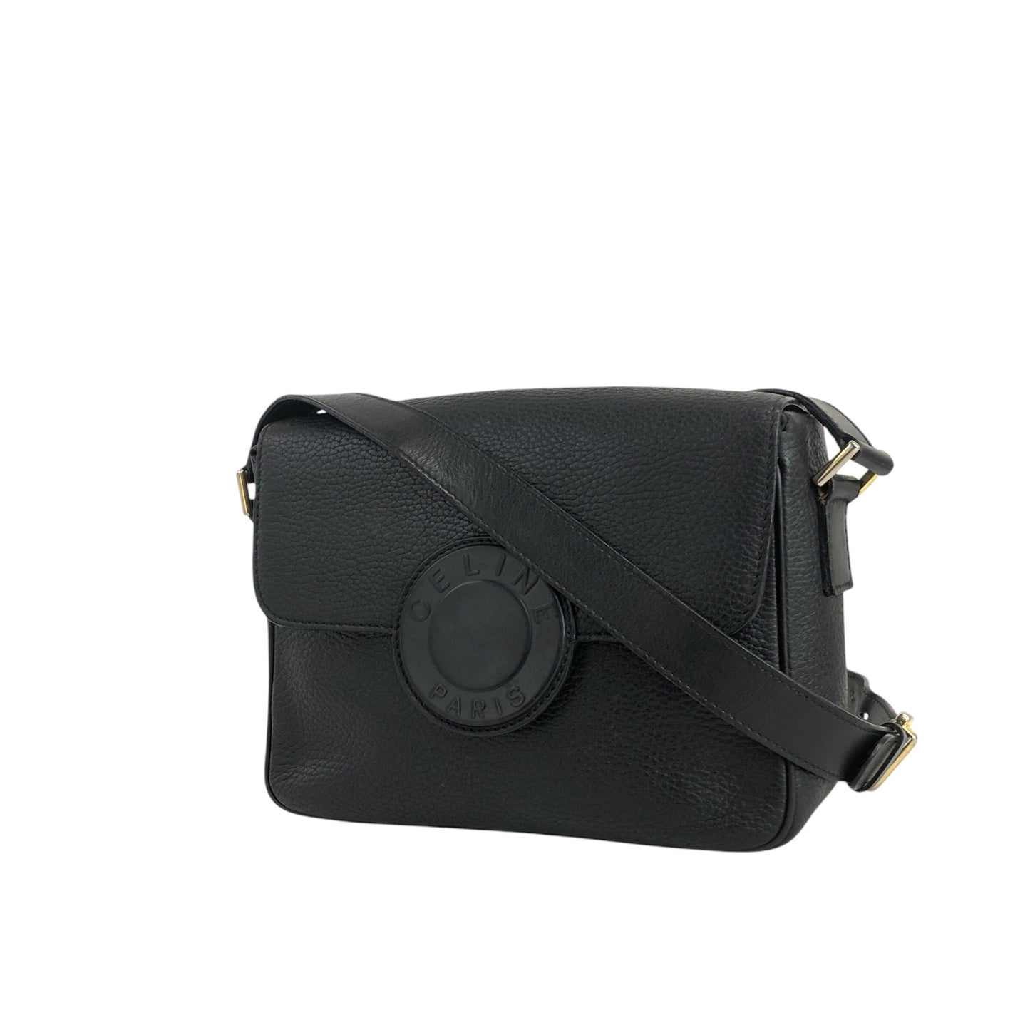 CELINE Circle Logo Shoulder bag Black Vintage bz4cv2